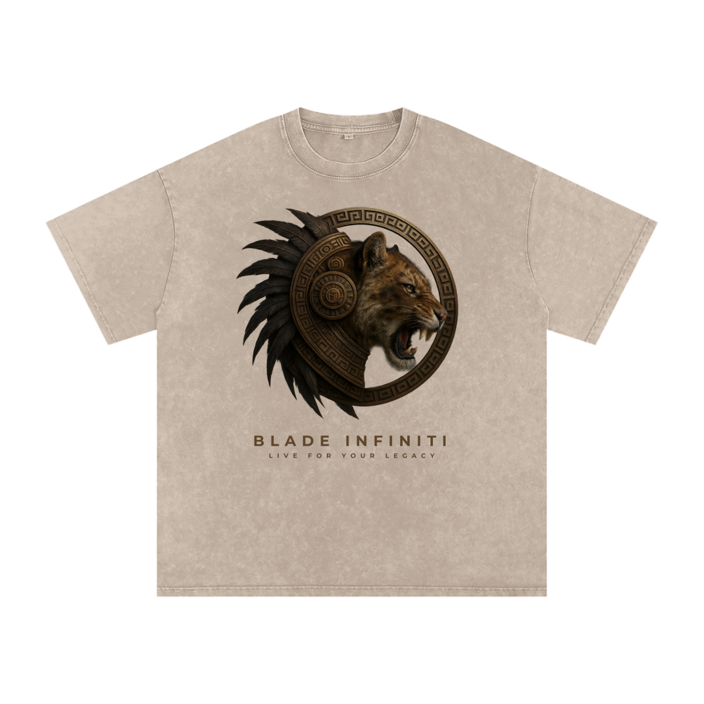 Aztec Tiger Washed Oversized Cotton T-Shirt
