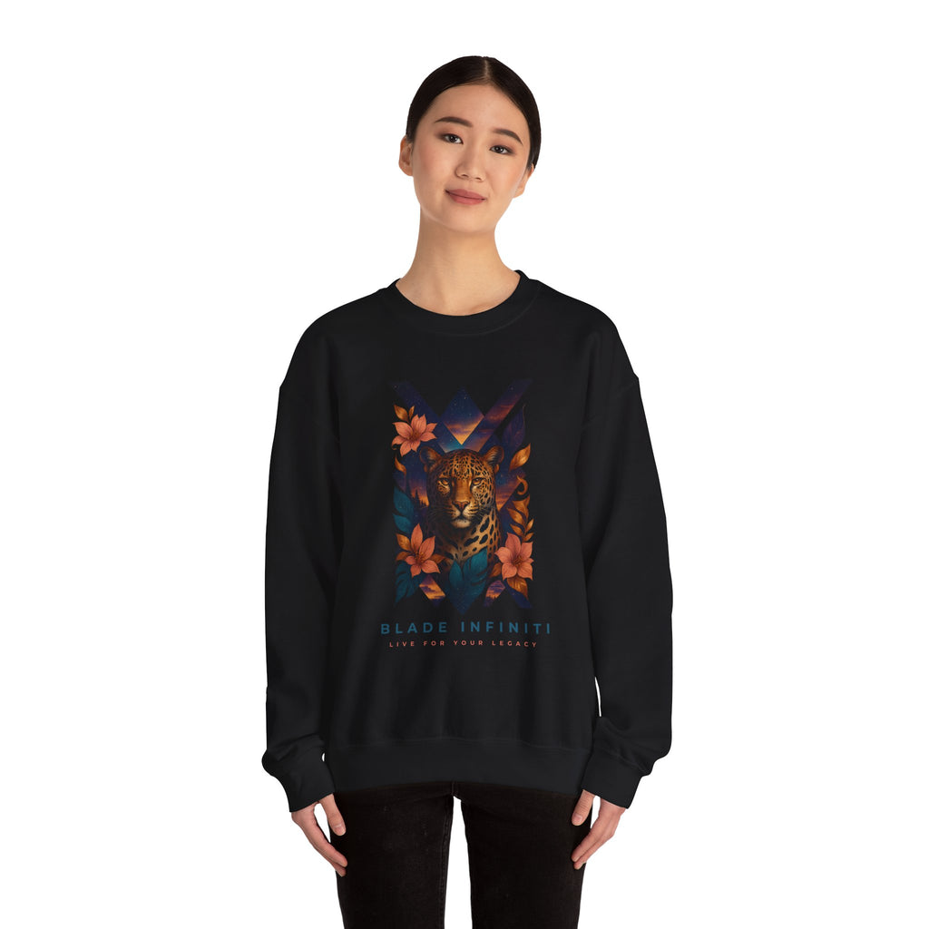 Galactic Jungle Leopard Unisex Crewneck Sweater