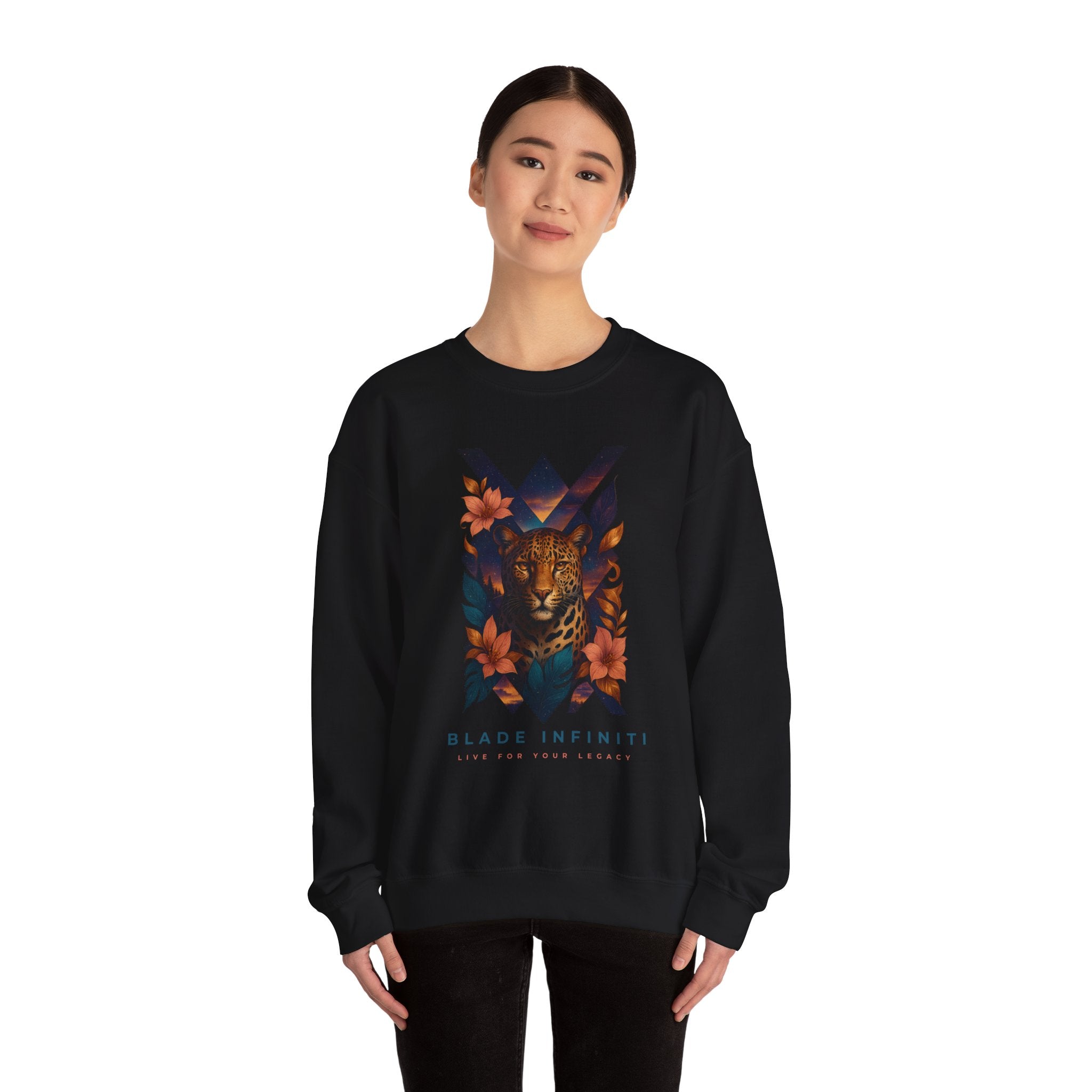 Galactic Jungle Leopard Unisex Crewneck Sweater
