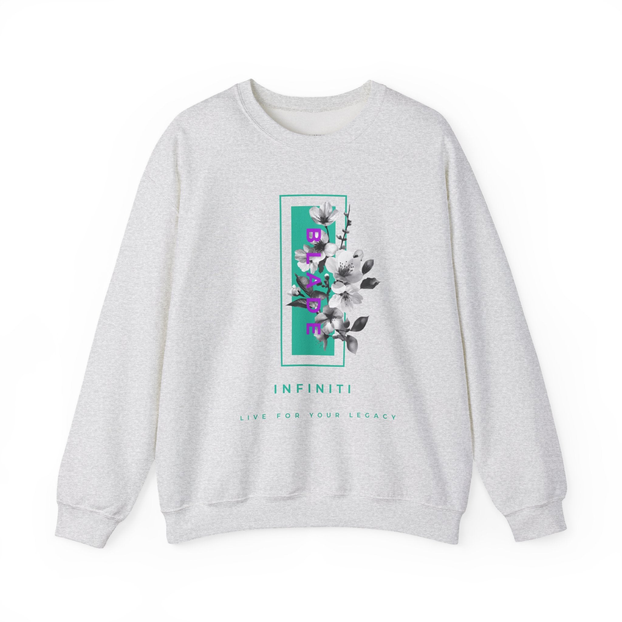 Bloom Bae Teal/Purple Floral Unisex Crewneck Sweater