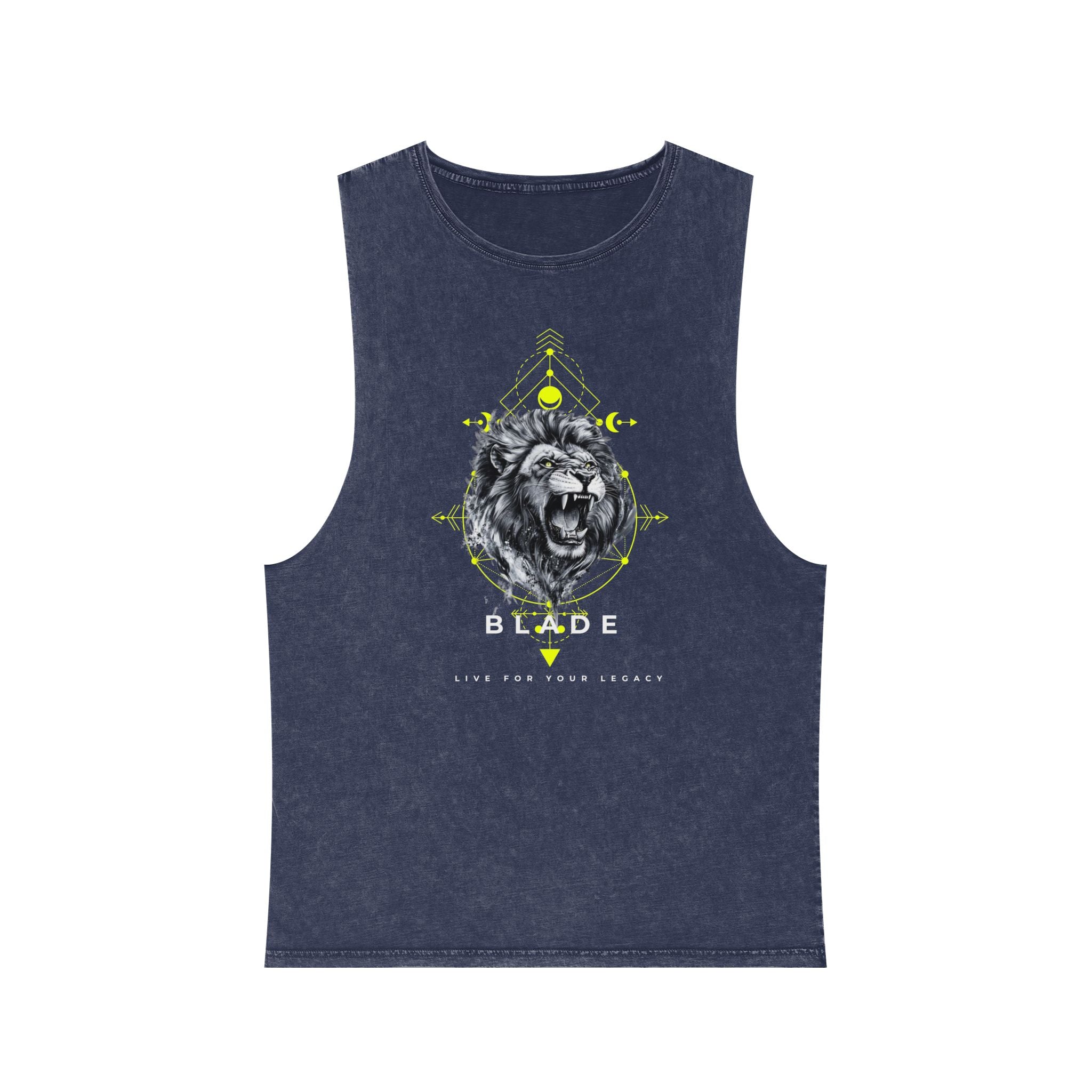 Geometric King White/Neon Green Lion Tank Top