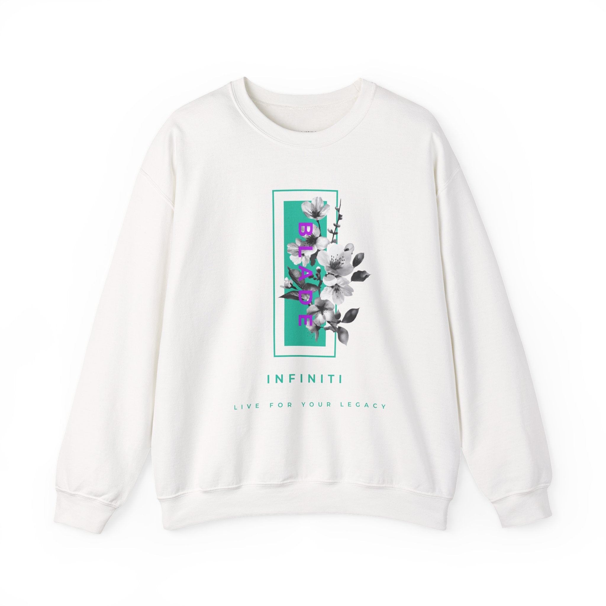 Bloom Bae Teal/Purple Floral Unisex Crewneck Sweater