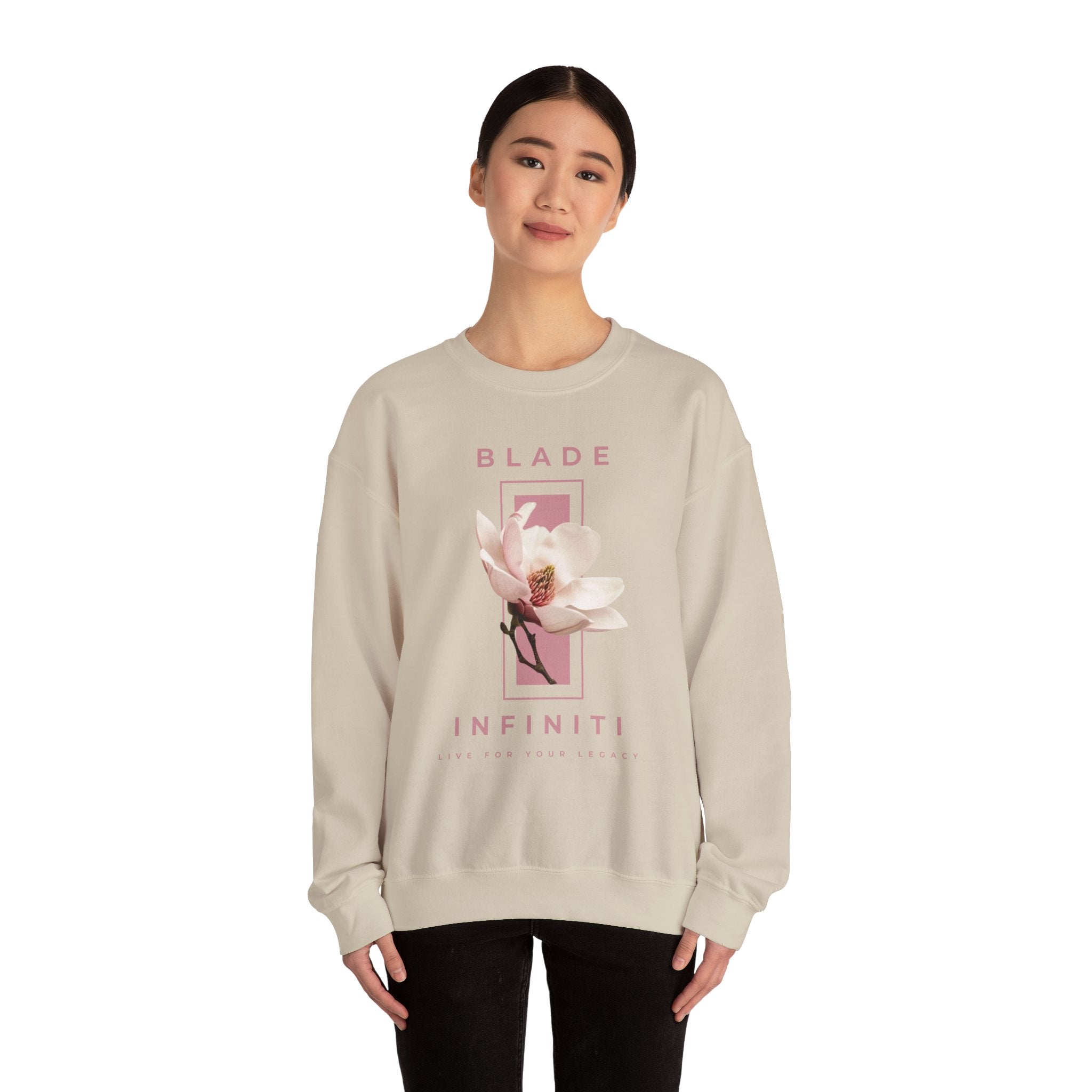 Essence of Infiniti Pink/Cream Floral Crewneck Sweater