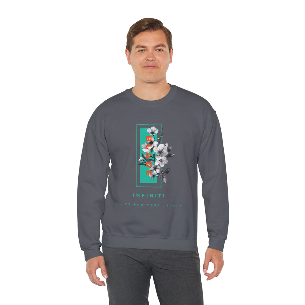 Bloom Bae Teal/Orange Floral Unisex Crewneck Sweater