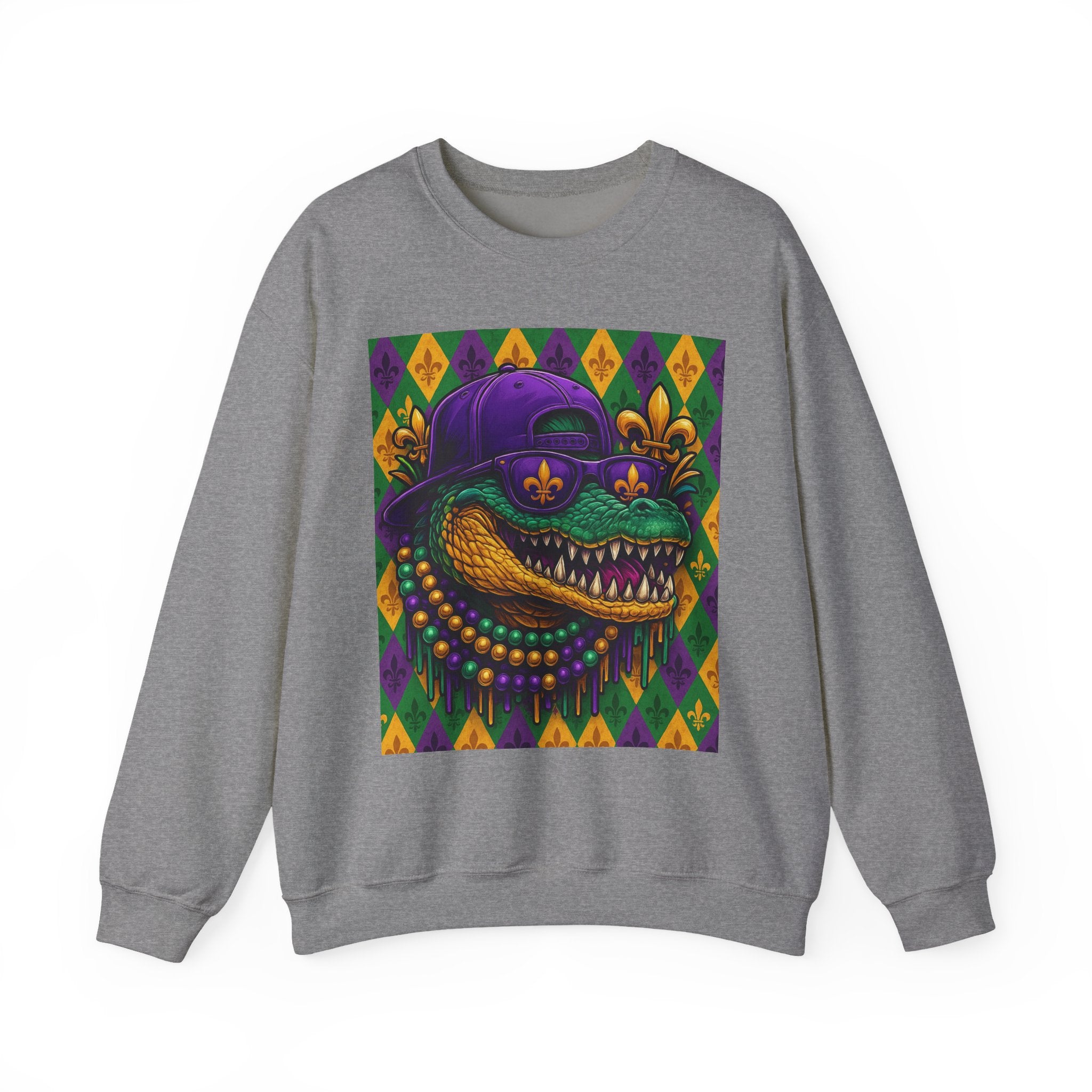 Mardi Gras Croc Unisex Crewneck Sweater