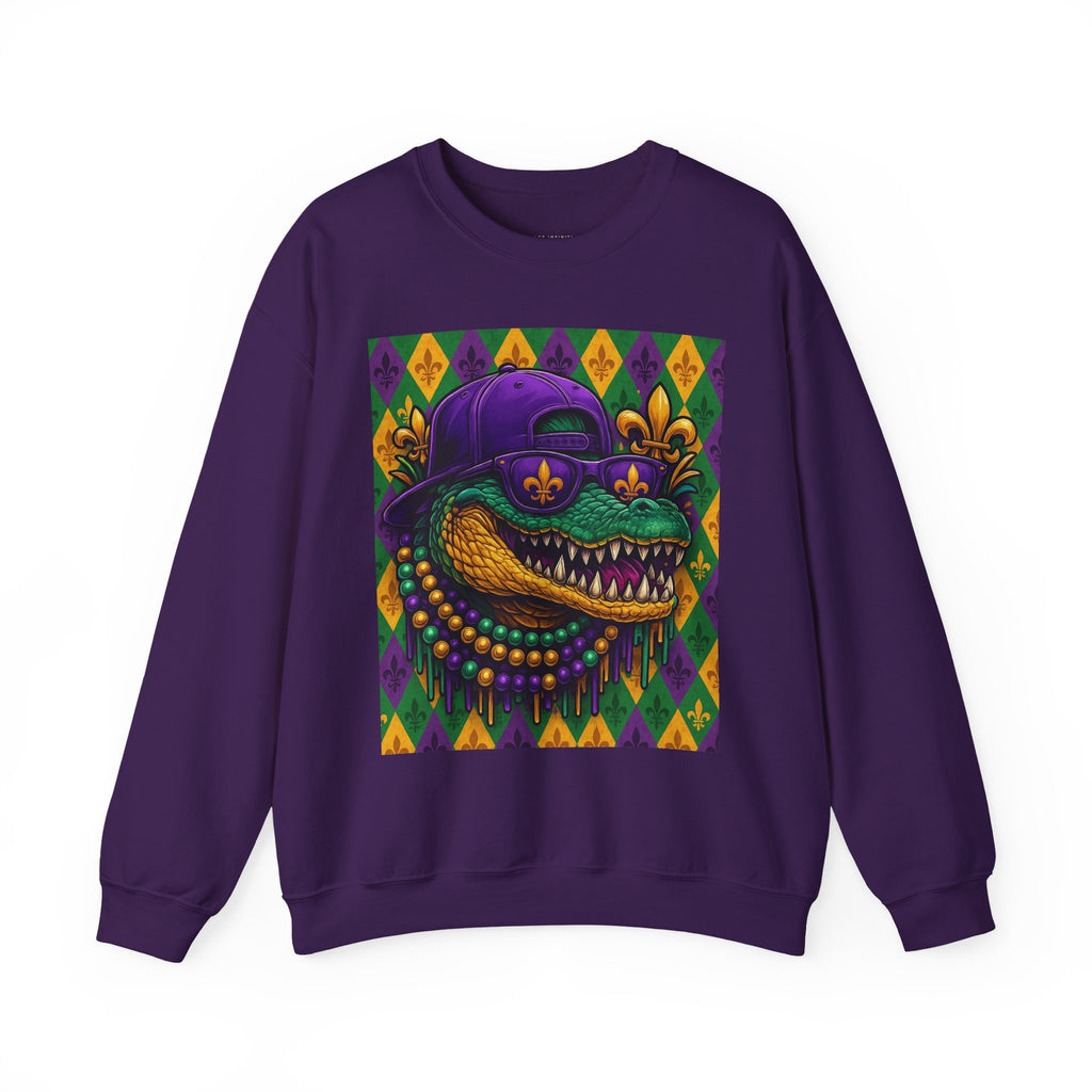Mardi Gras Croc Unisex Crewneck Sweater
