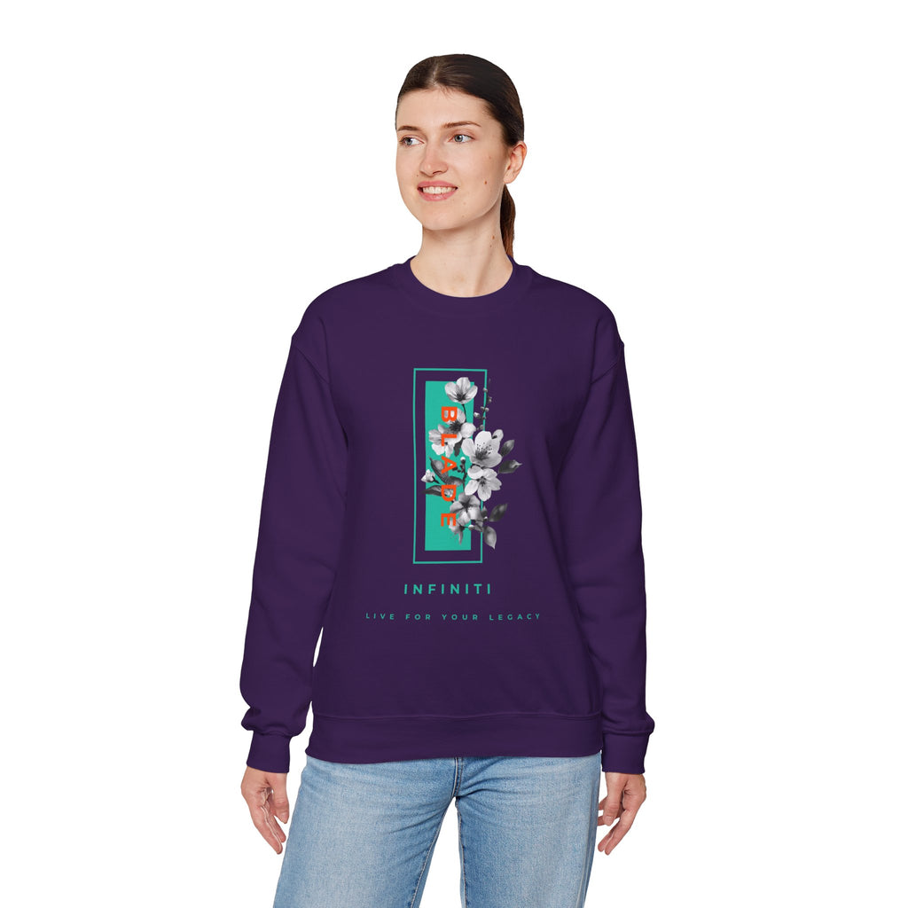 Bloom Bae Teal/Orange Floral Unisex Crewneck Sweater