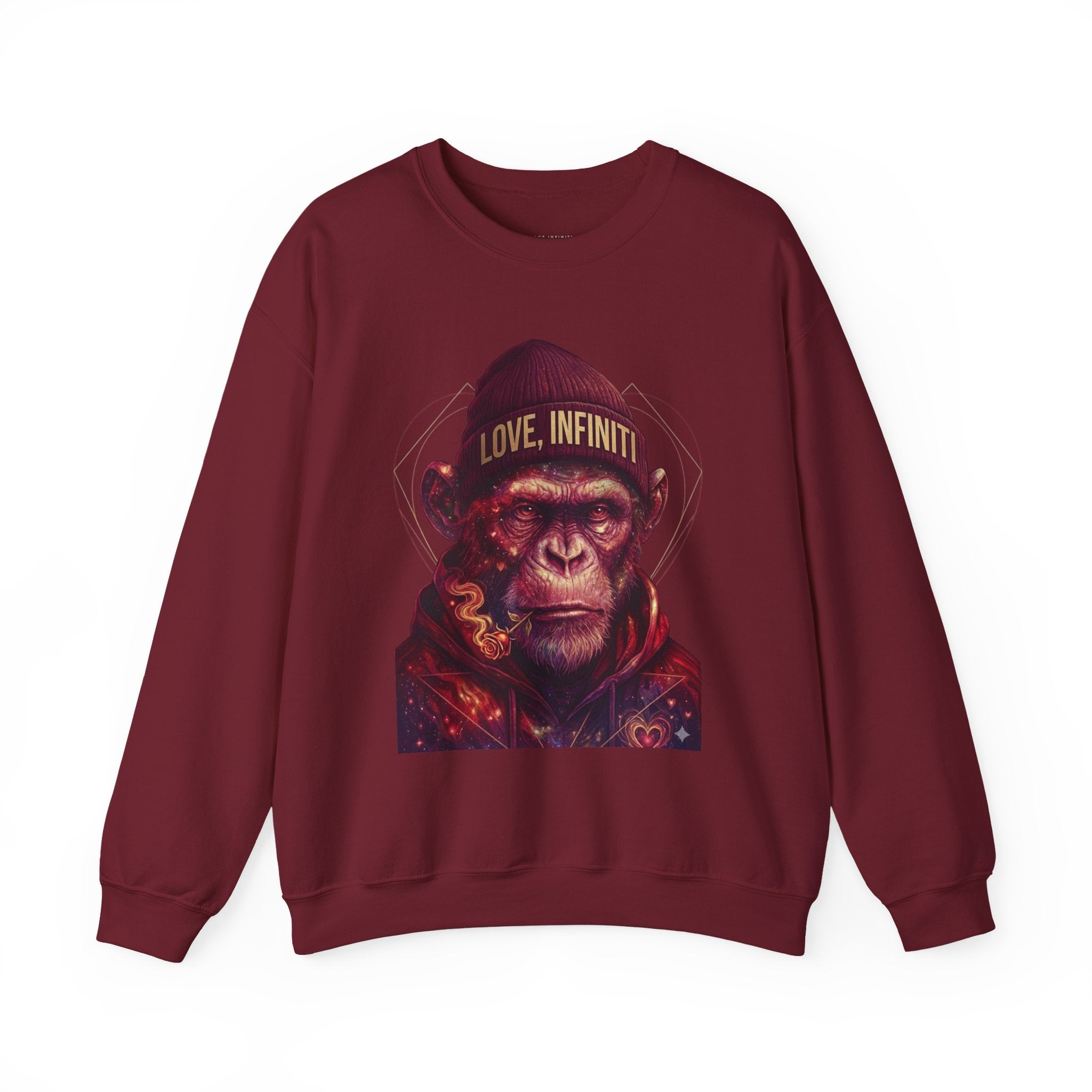 Weed/Rose Galactic Monkey - Love, Infiniti Unisex Crewneck Sweater