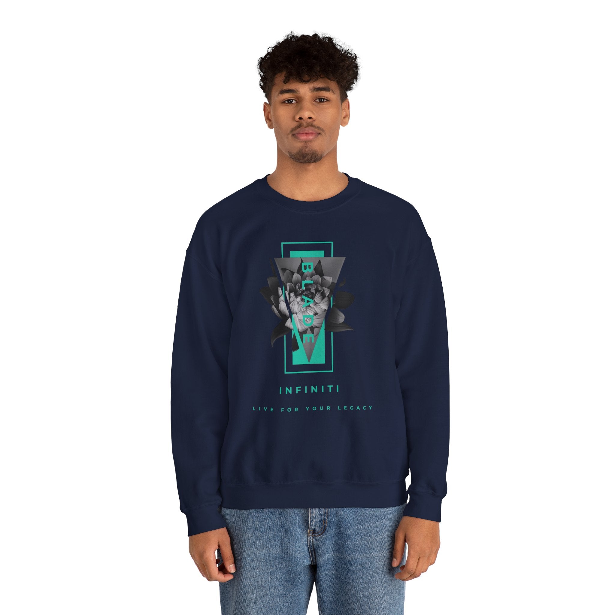 Flora Essence Teal Floral Unisex Crewneck Sweater