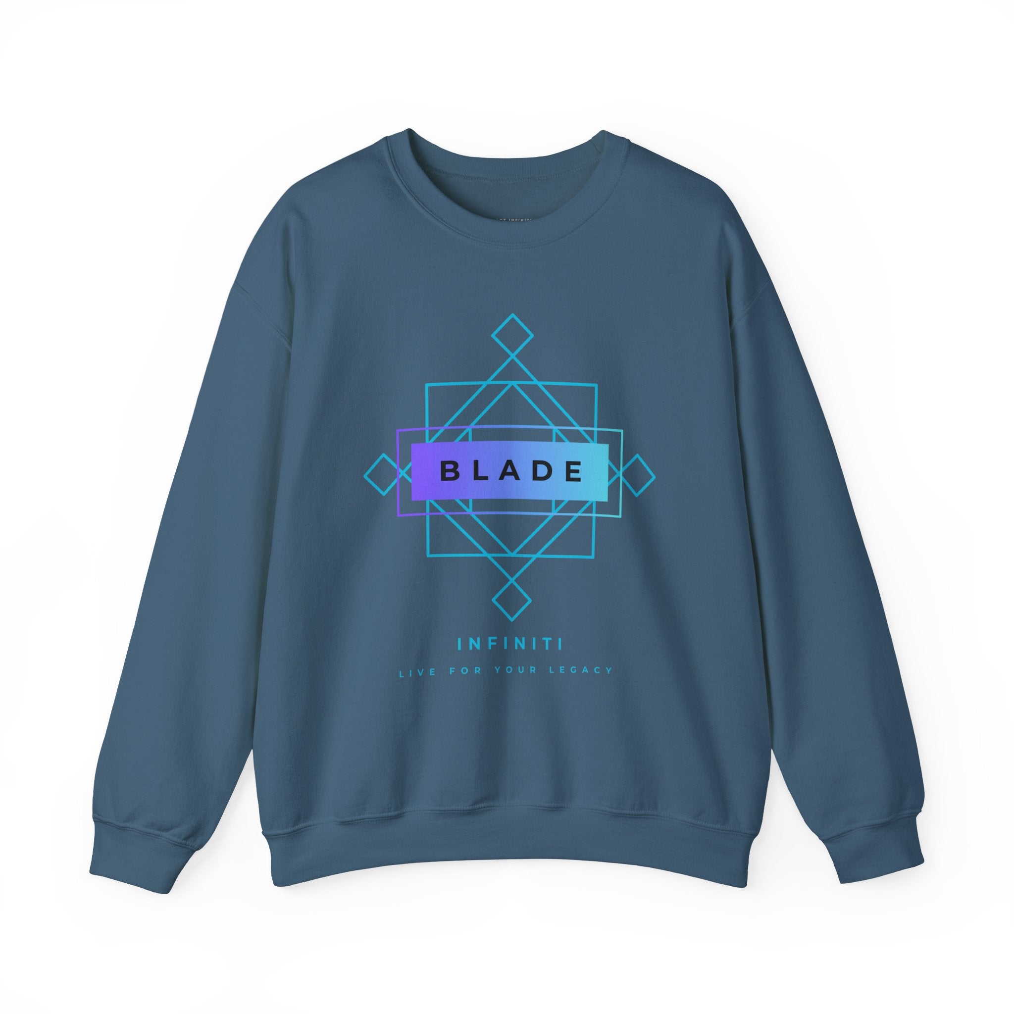 Geometric Infiniti Aqua/Purple Ombre Unisex Crewneck Sweater