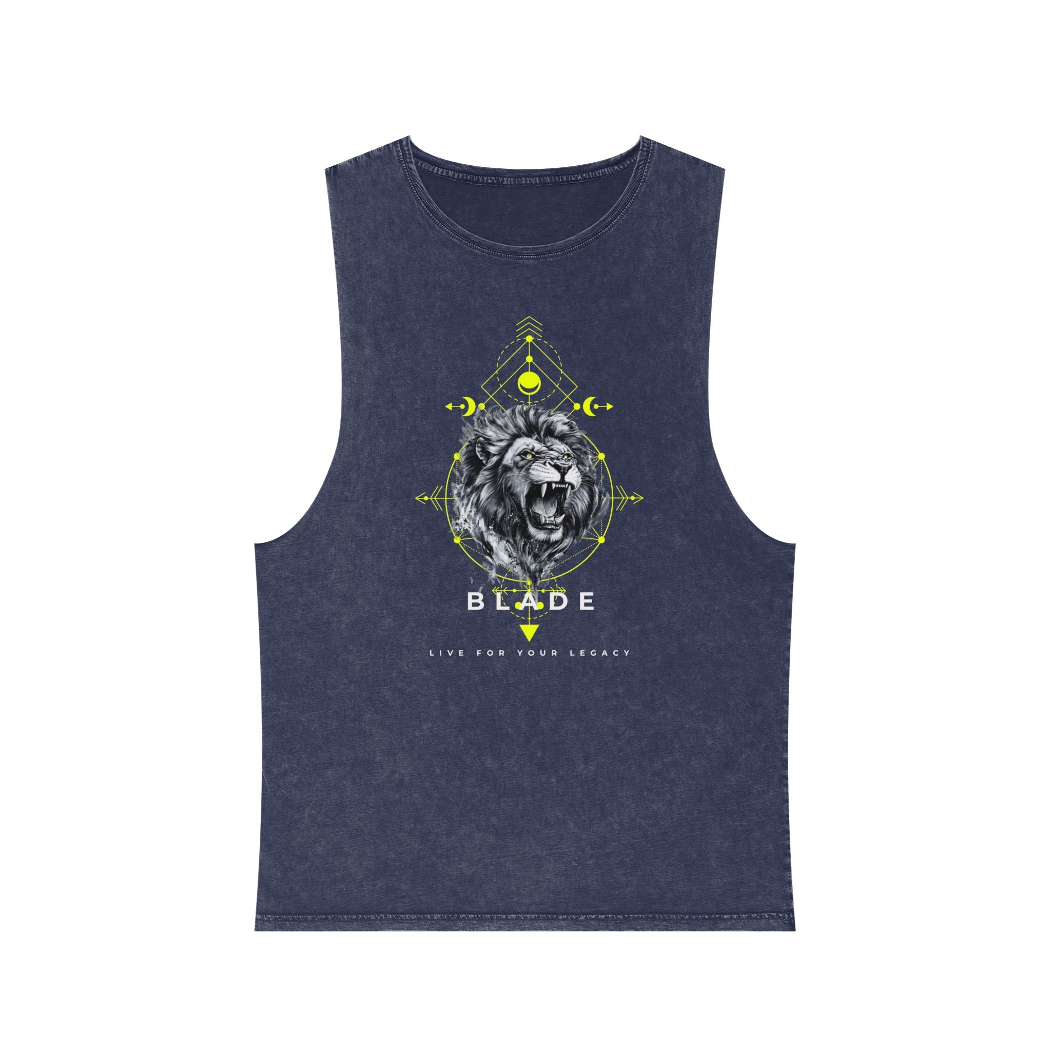 Geometric King White/Neon Green Lion Tank Top