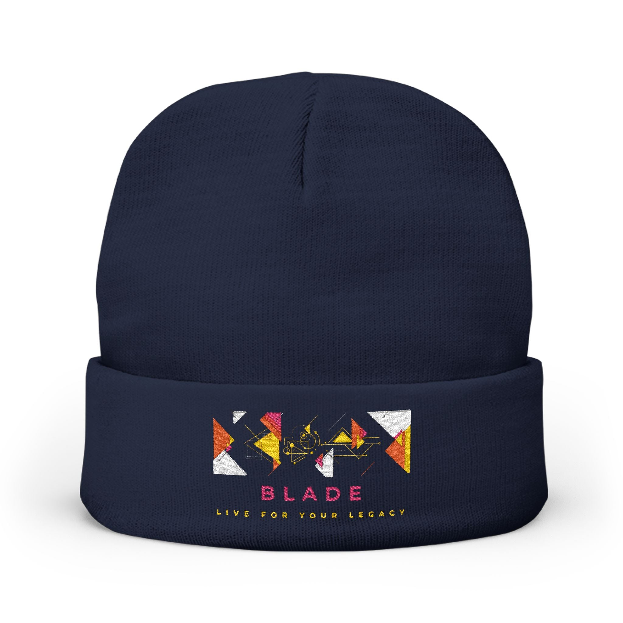 Geometric Odyssey Pink/Green Knit Beanie