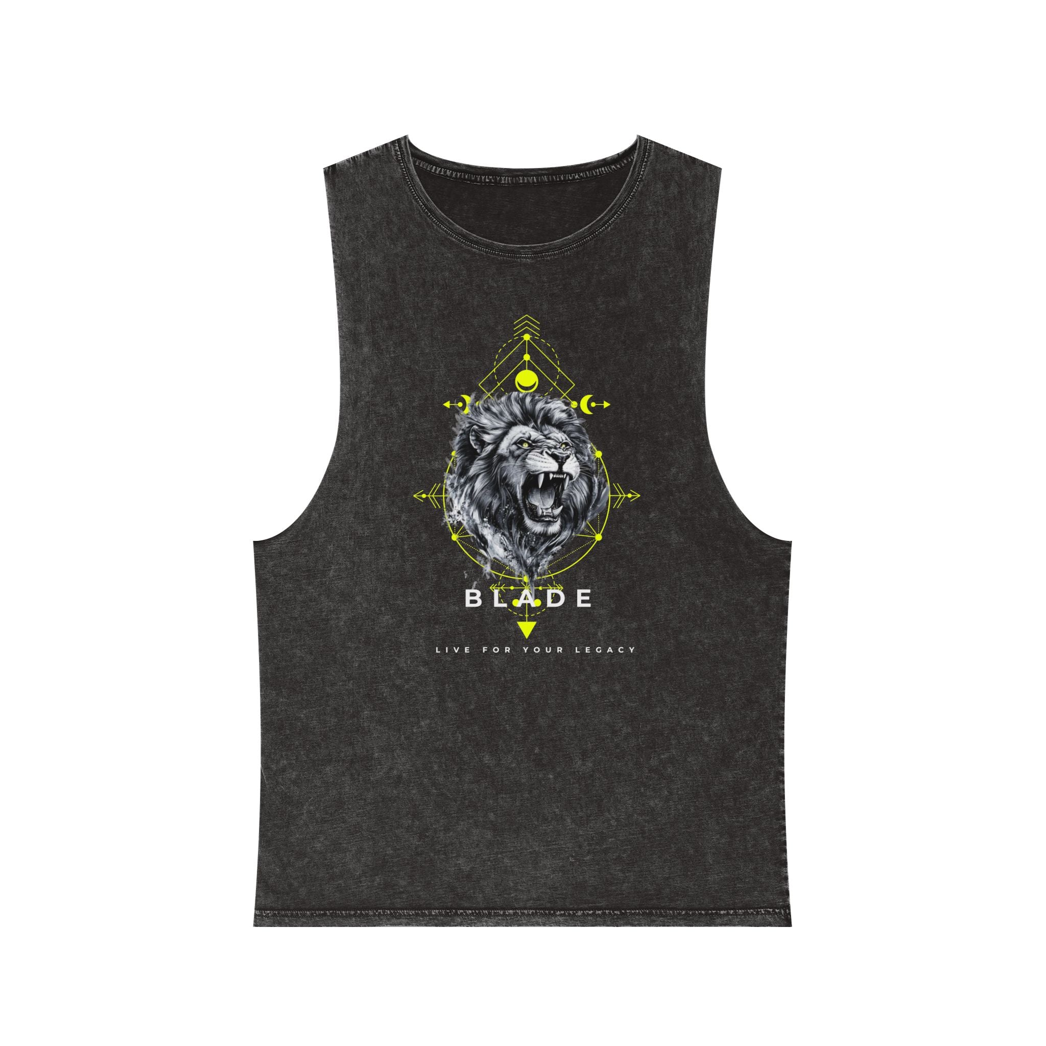 Geometric King White/Neon Green Lion Tank Top