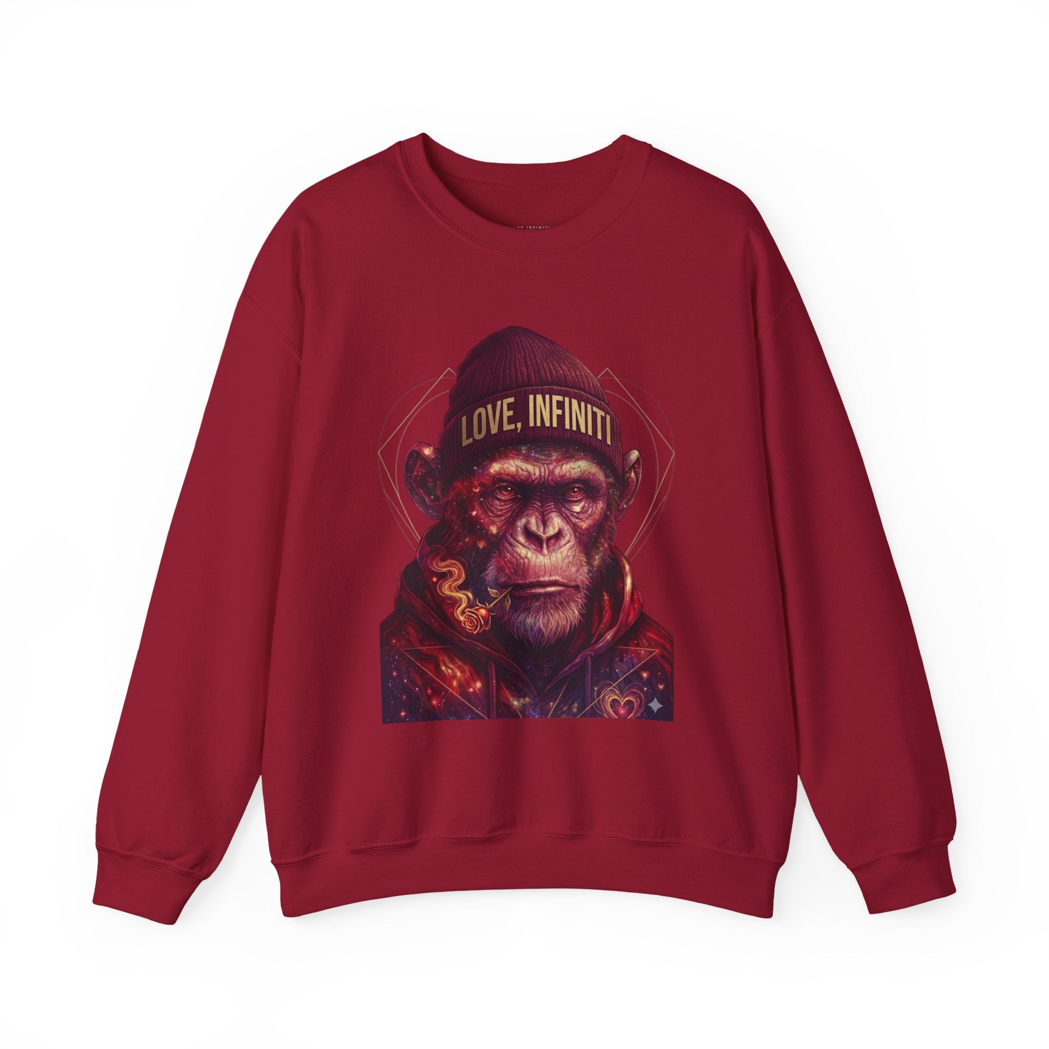Weed/Rose Galactic Monkey - Love, Infiniti Unisex Crewneck Sweater