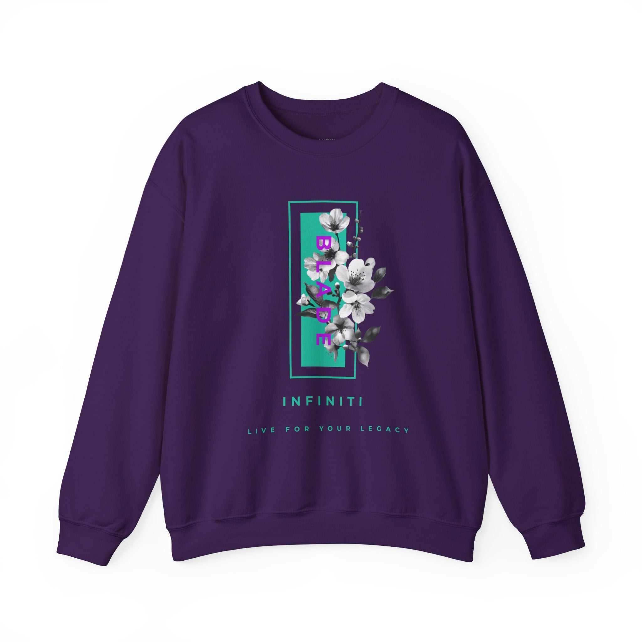 Bloom Bae Teal/Purple Floral Unisex Crewneck Sweater