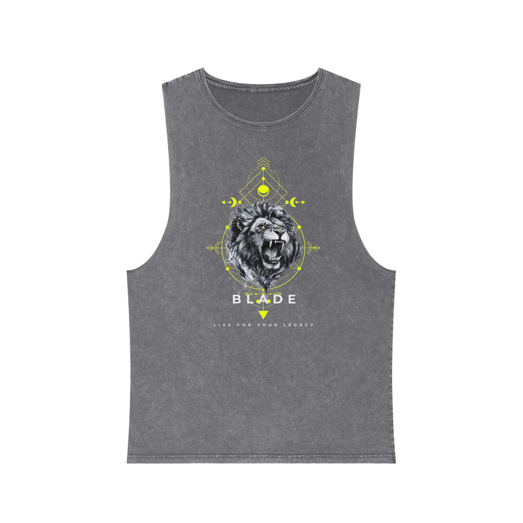 Geometric King White/Neon Green Lion Tank Top