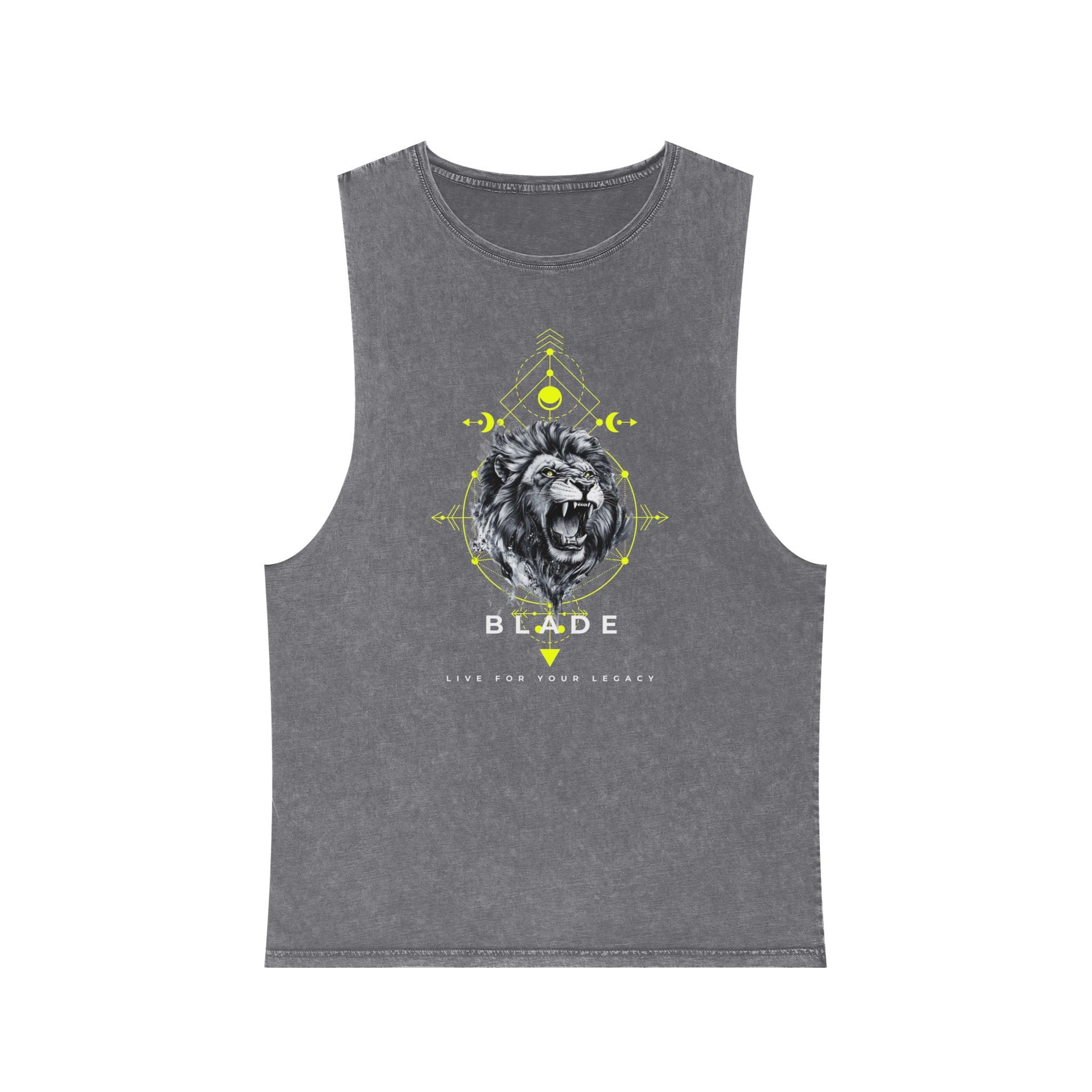 Geometric King White/Neon Green Lion Tank Top