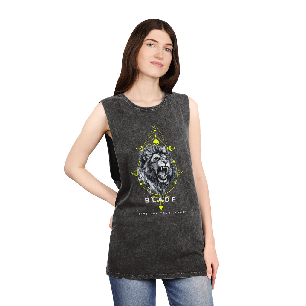 Geometric King White/Neon Green Lion Tank Top