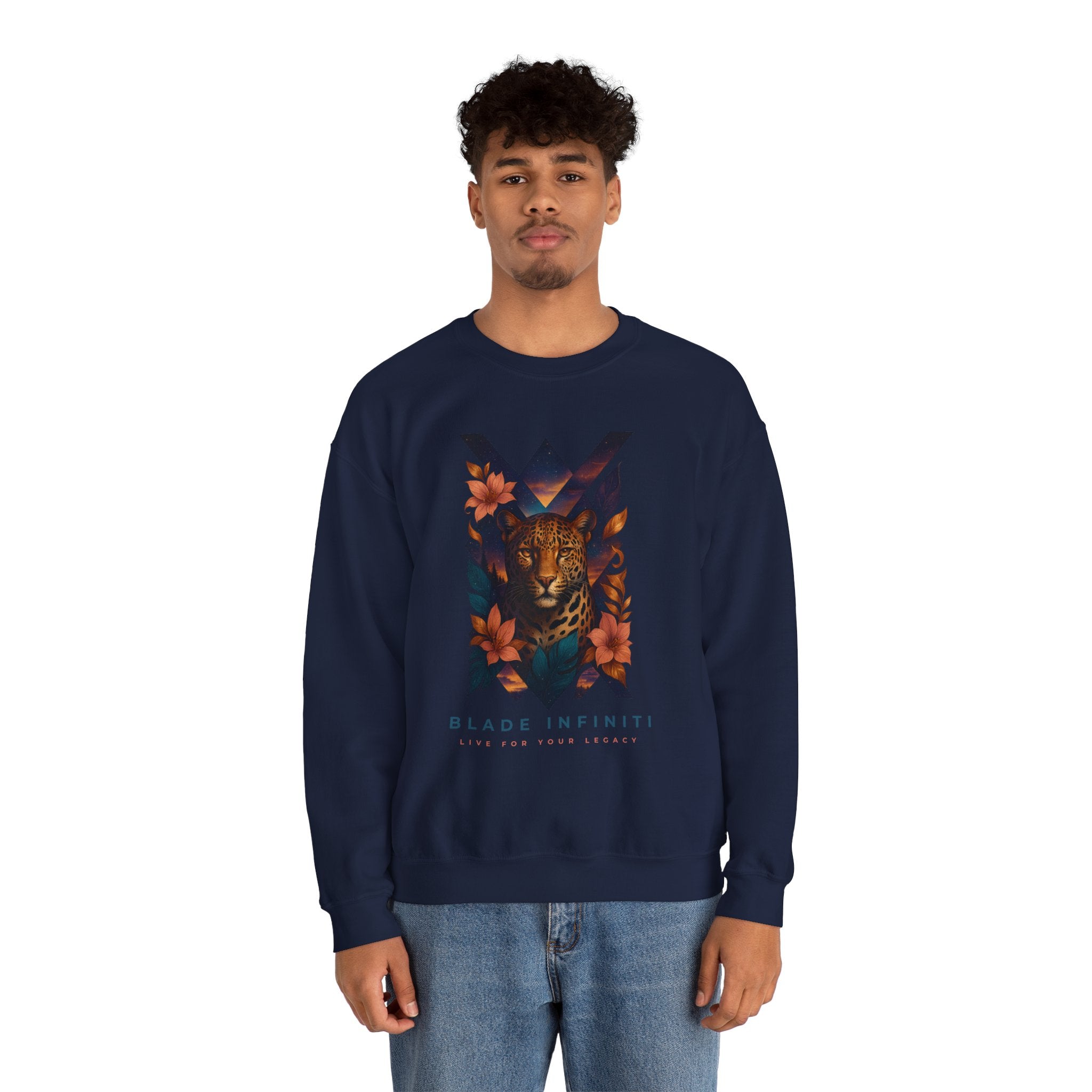 Galactic Jungle Leopard Unisex Crewneck Sweater