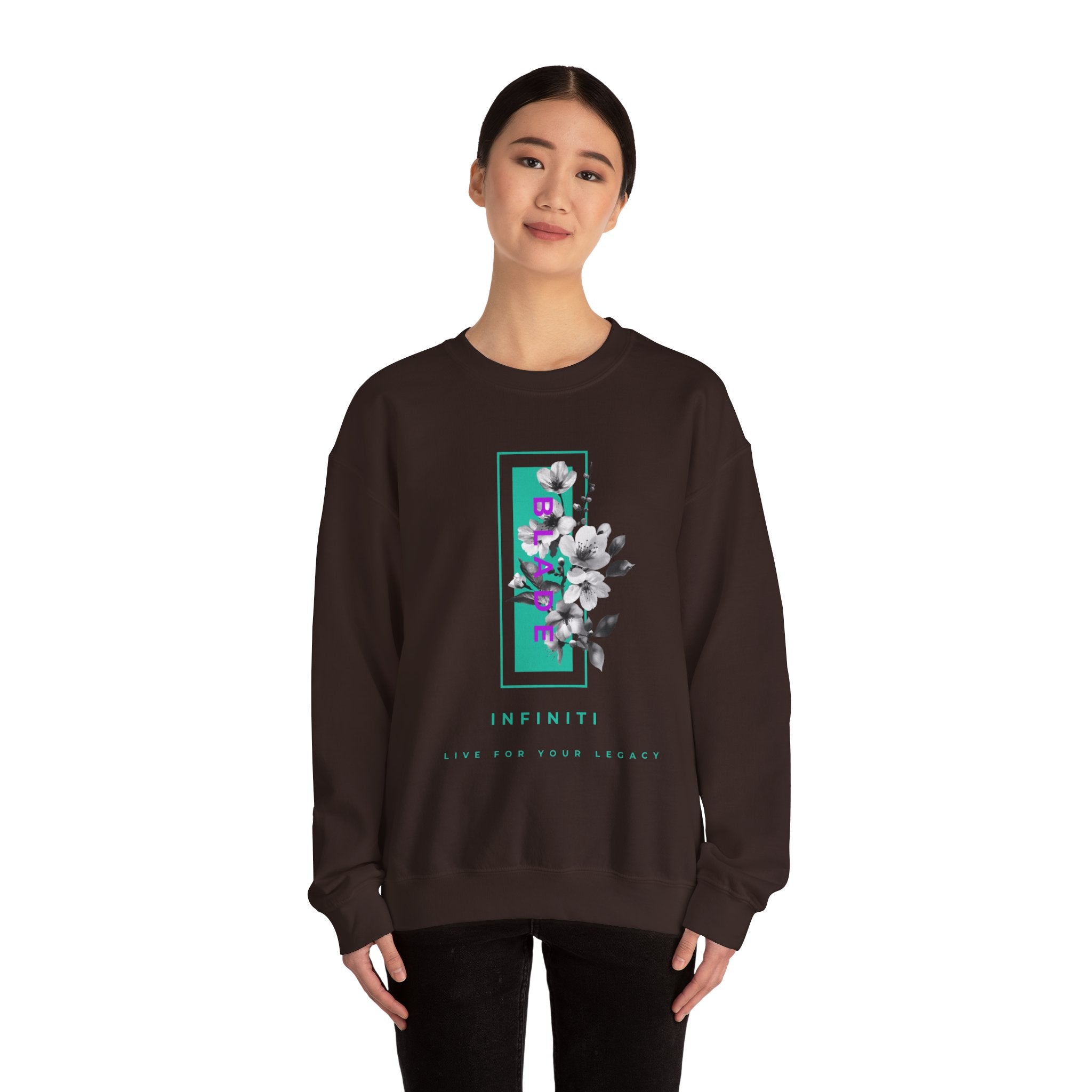 Bloom Bae Teal/Purple Floral Unisex Crewneck Sweater