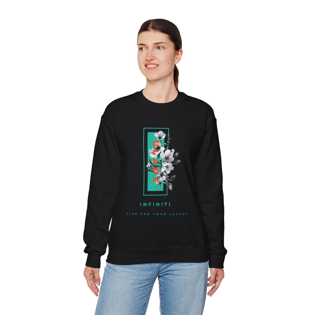 Bloom Bae Teal/Orange Floral Unisex Crewneck Sweater