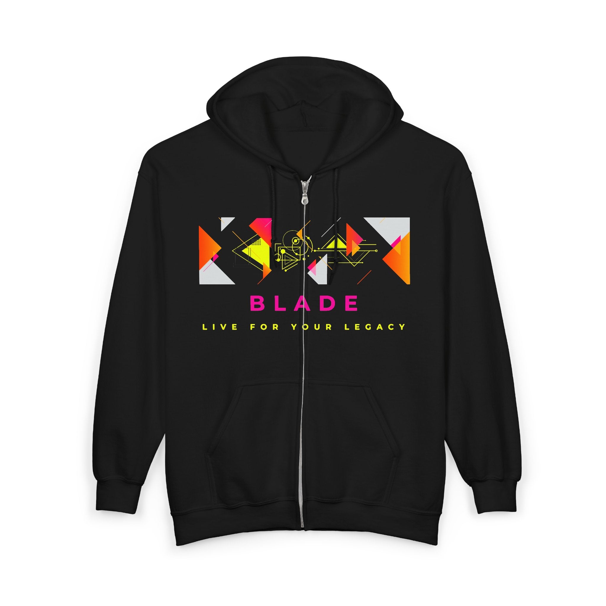 Geometric Odyssey Pink/Green Zip Hoodie