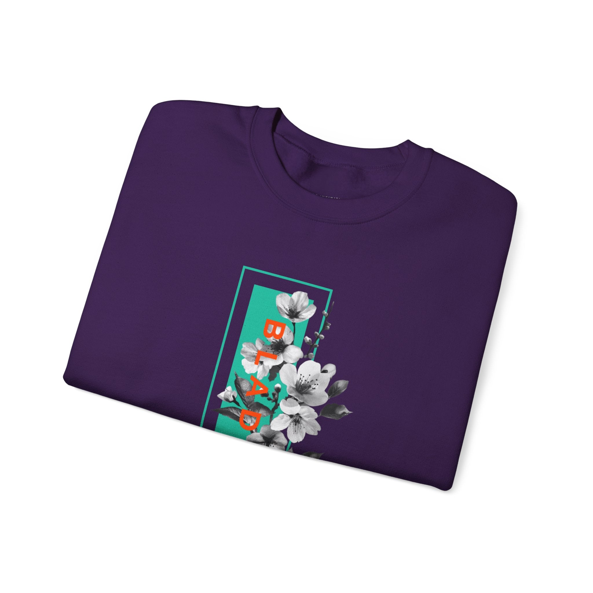 Bloom Bae Teal/Orange Floral Unisex Crewneck Sweater
