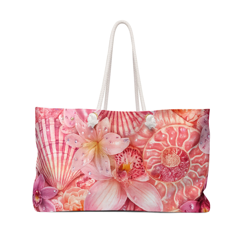 Pink Seashell/Floral Weekender Beach Bag
