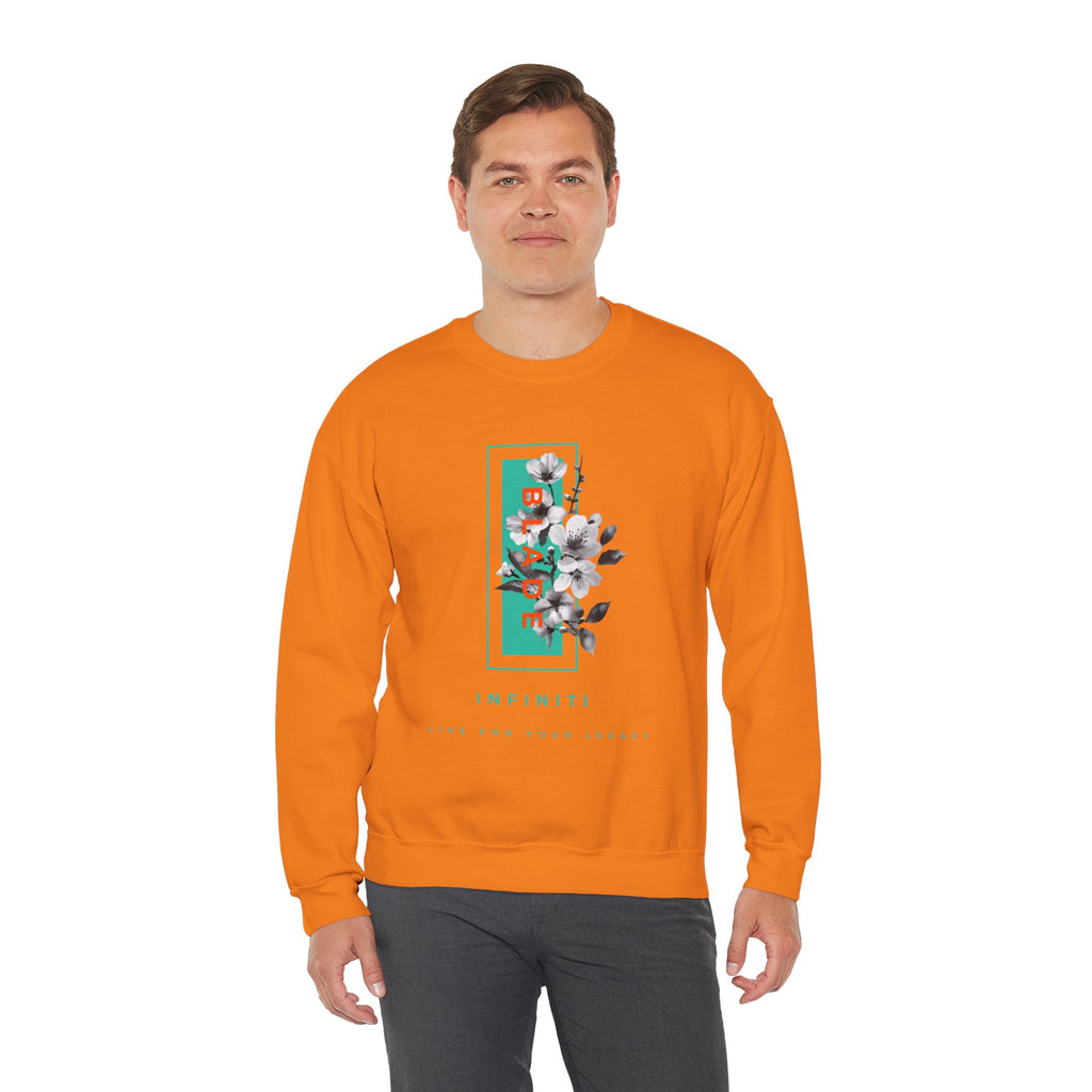 Bloom Bae Teal/Orange Floral Unisex Crewneck Sweater