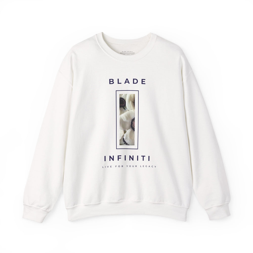 Essence of Infiniti White/Navy Floral Crewneck Sweater
