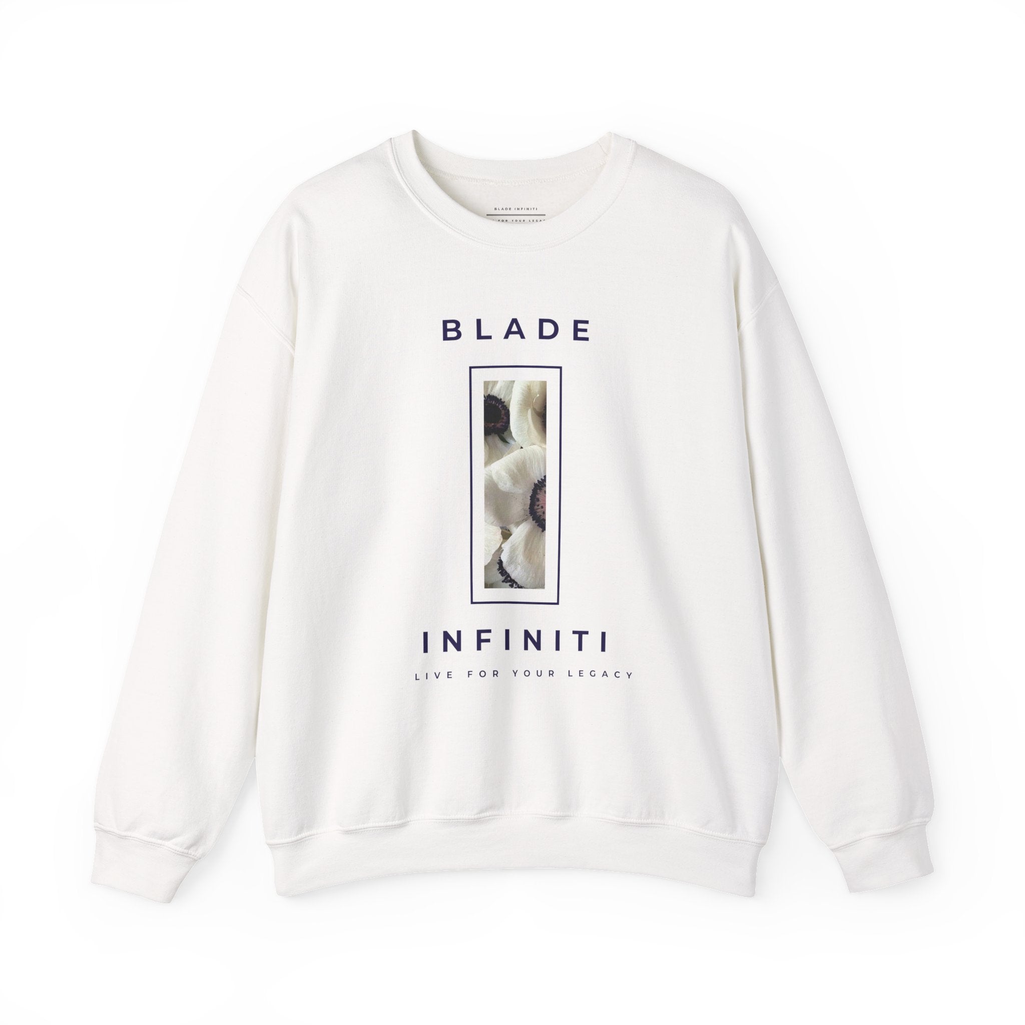 Essence of Infiniti White/Navy Floral Crewneck Sweater