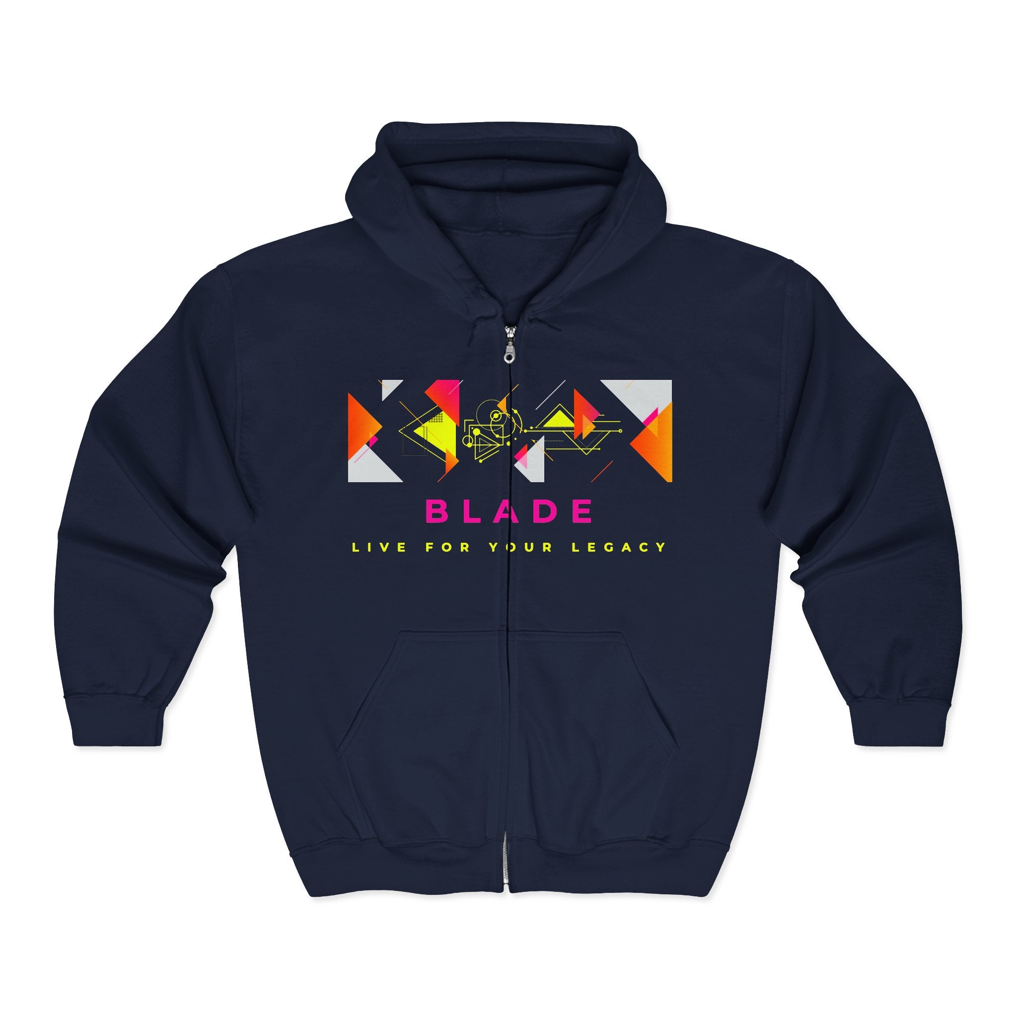 Geometric Odyssey Pink/Green Zip Hoodie