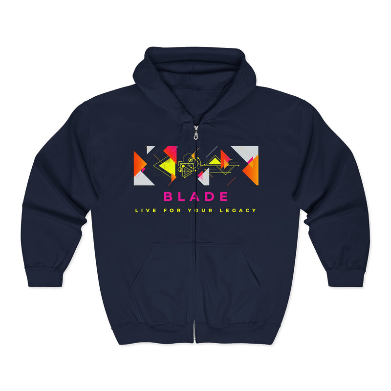 Geometric Odyssey Pink/Green Zip Hoodie
