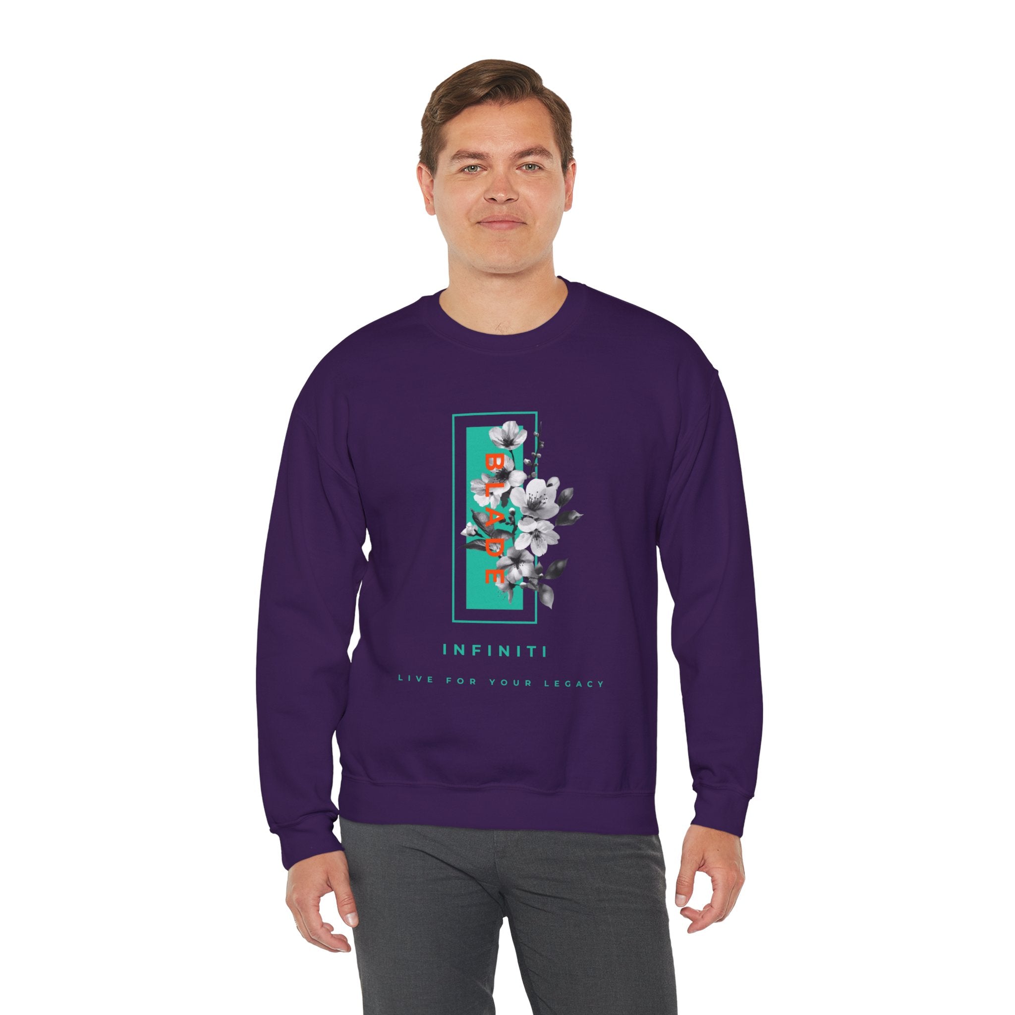 Bloom Bae Teal/Orange Floral Unisex Crewneck Sweater