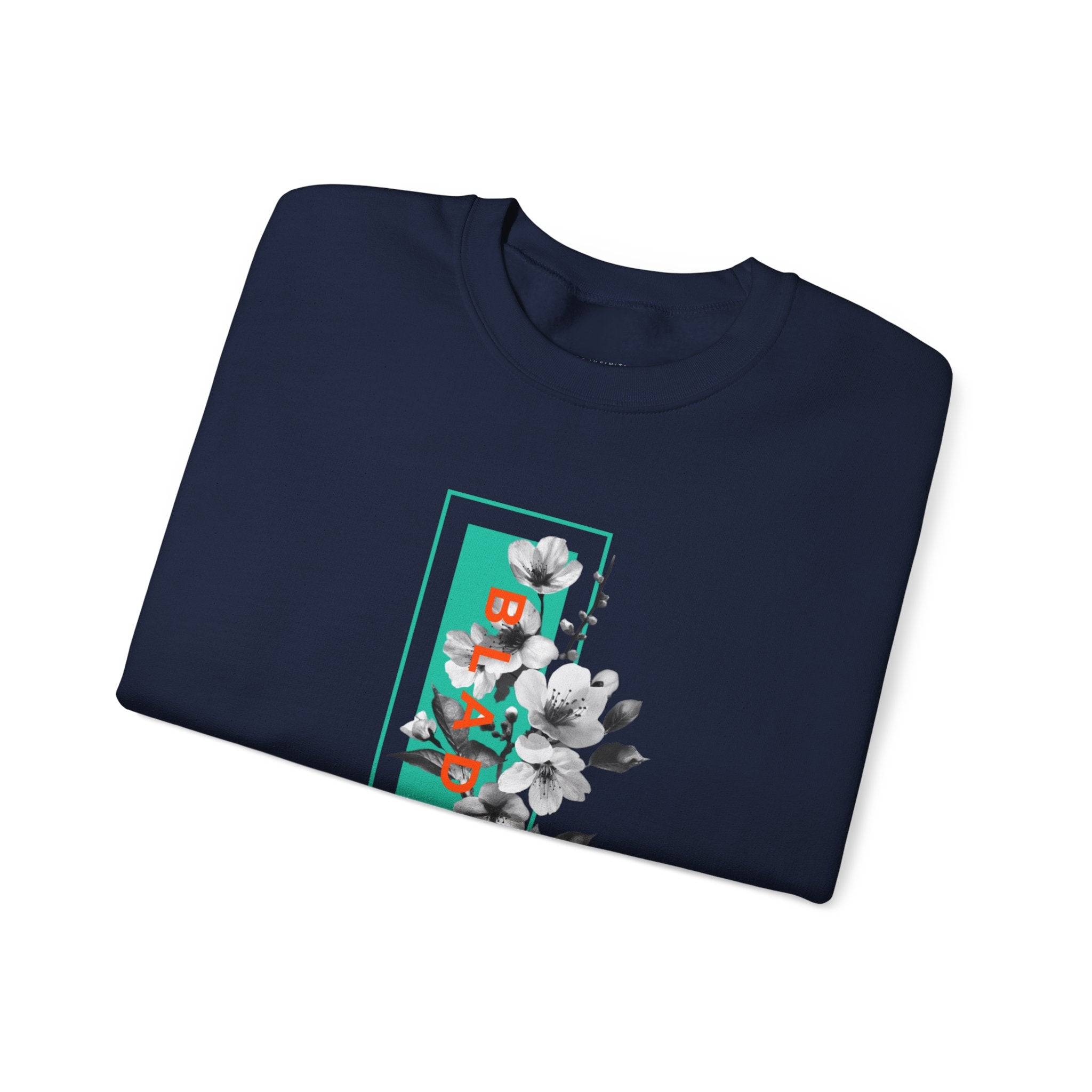 Bloom Bae Teal/Orange Floral Unisex Crewneck Sweater