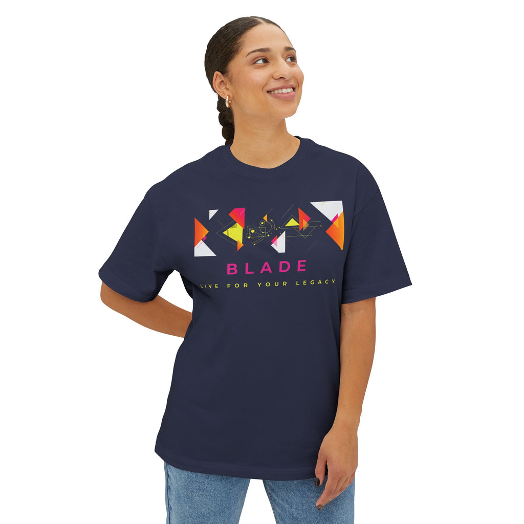 Geometric Odyssey Pink/Green Oversized Boxy T-Shirt