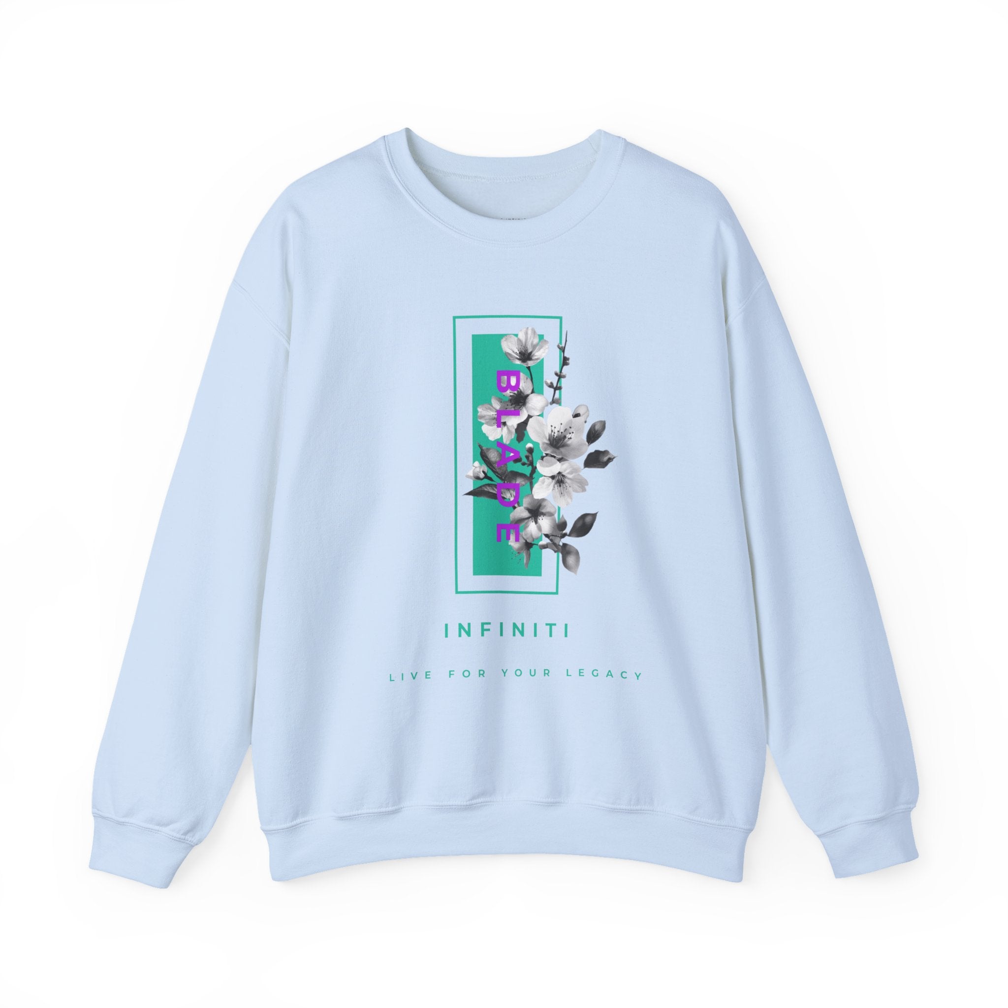 Bloom Bae Teal/Purple Floral Unisex Crewneck Sweater