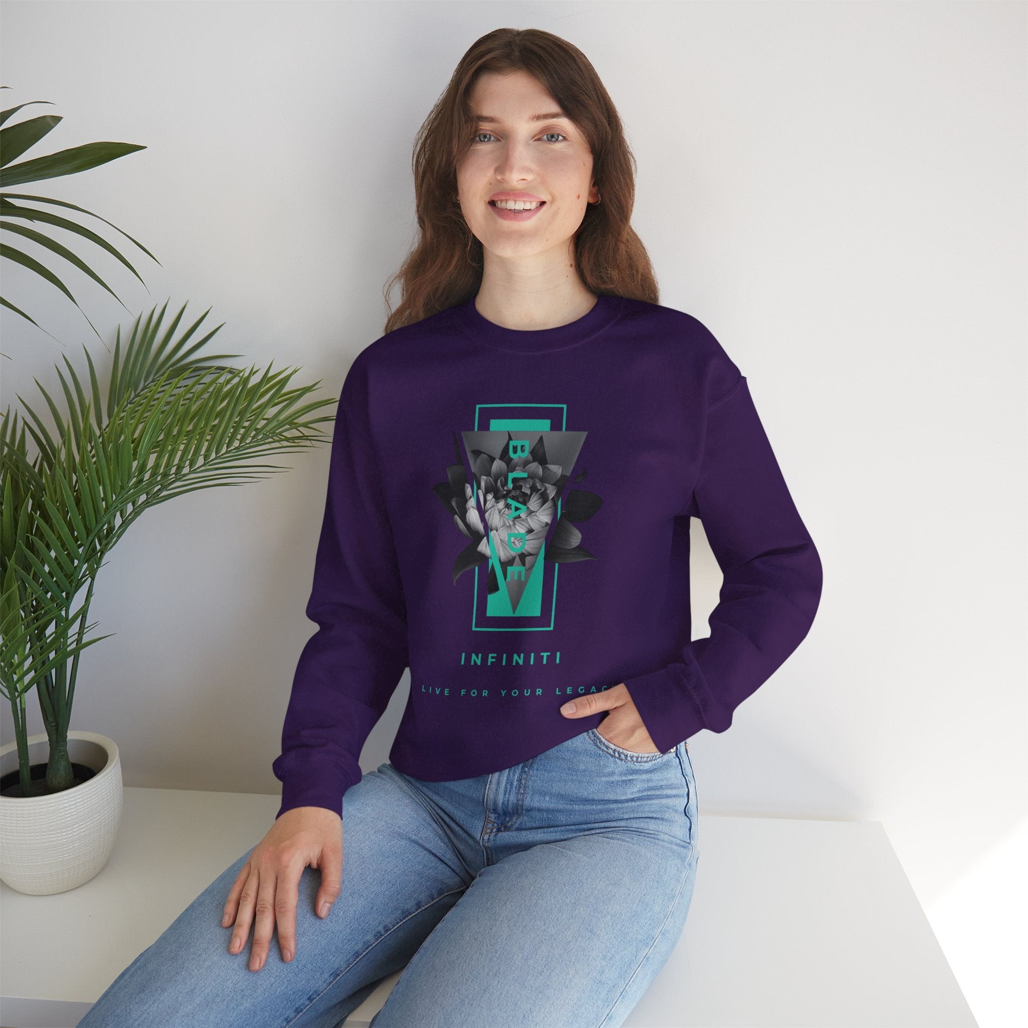 Flora Essence Teal Floral Unisex Crewneck Sweater