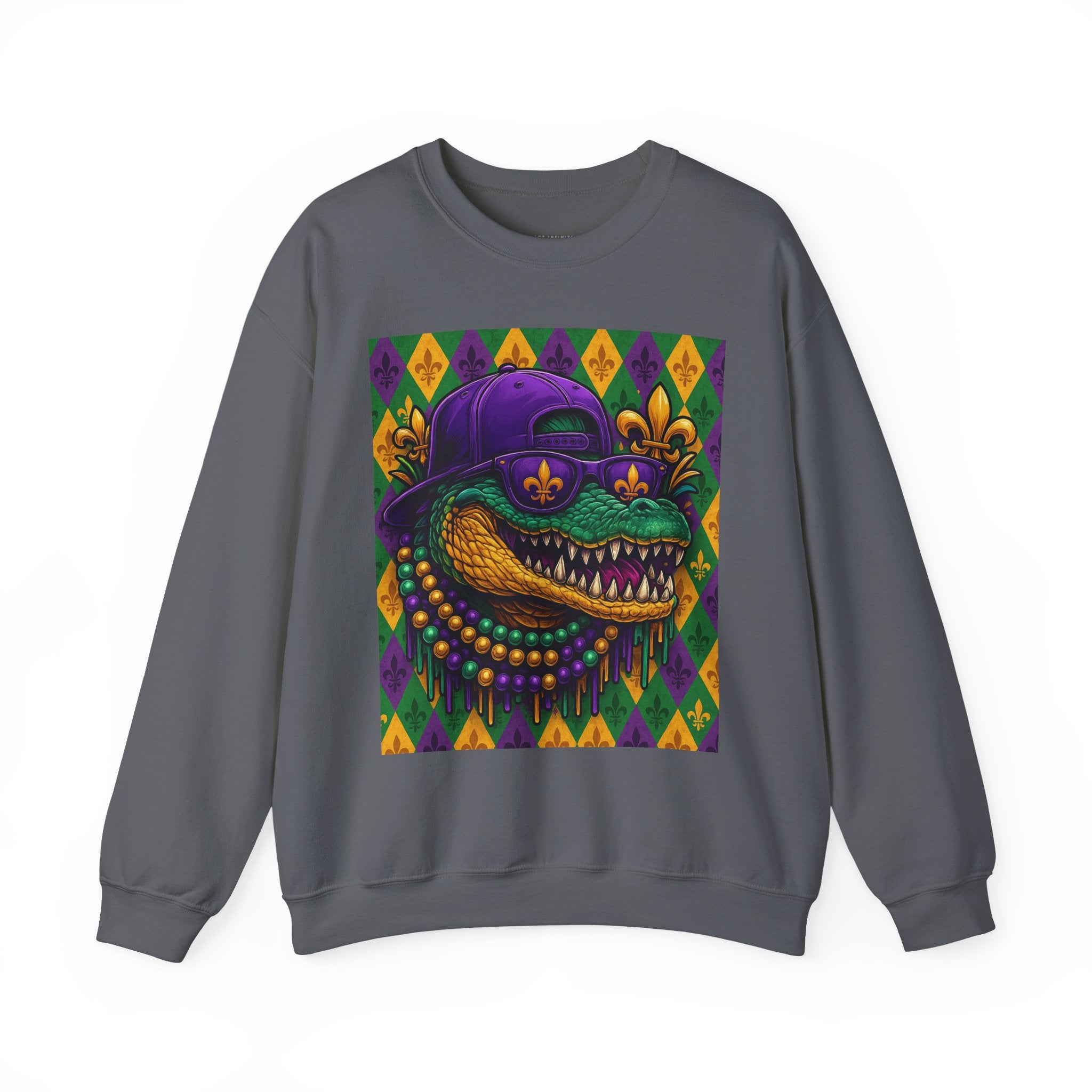 Mardi Gras Croc Unisex Crewneck Sweater