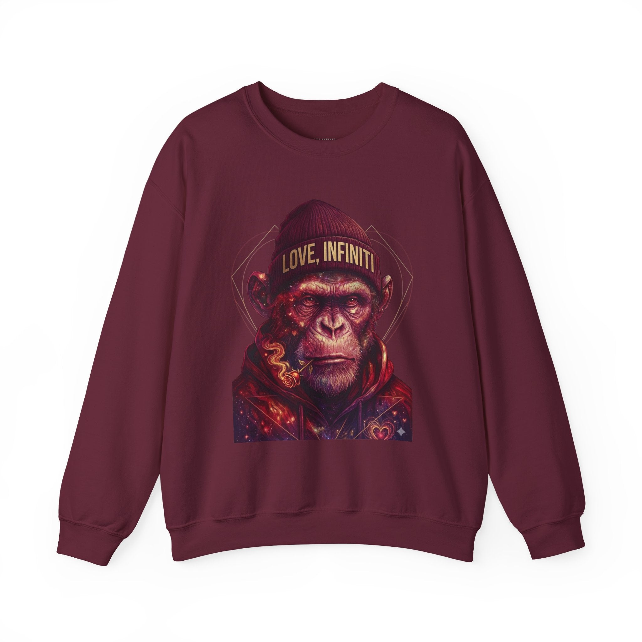 Weed/Rose Galactic Monkey - Love, Infiniti Unisex Crewneck Sweater
