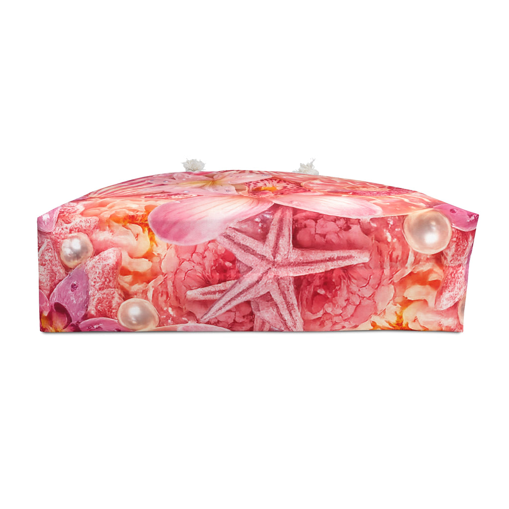 Pink Seashell/Floral Weekender Travel Tote Bag