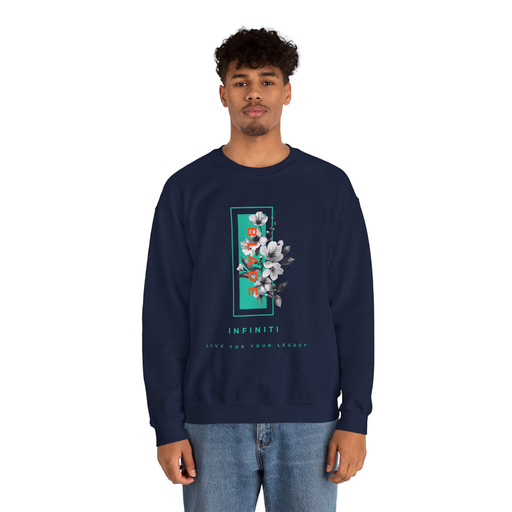 Bloom Bae Teal/Orange Floral Unisex Crewneck Sweater