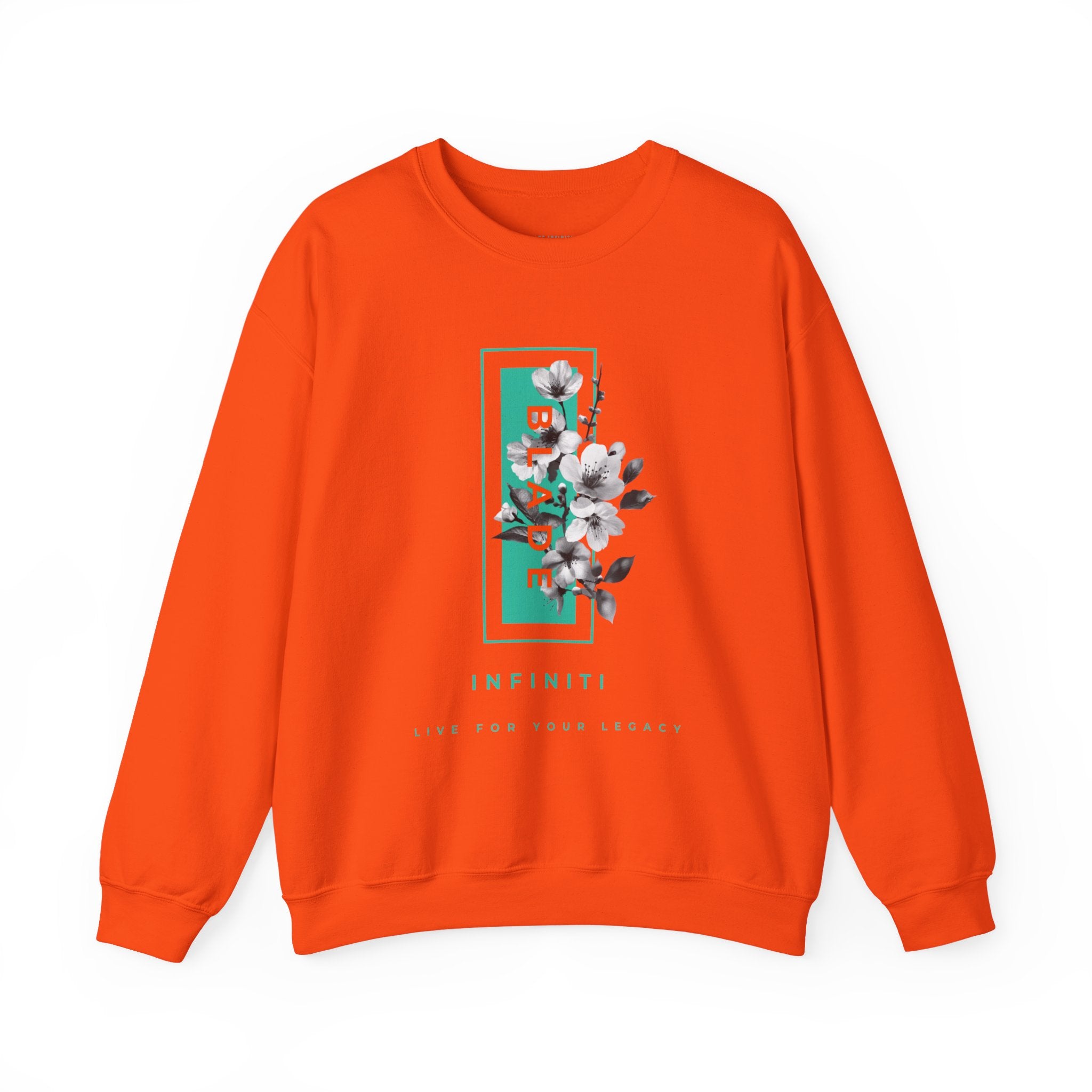 Bloom Bae Teal/Orange Floral Unisex Crewneck Sweater