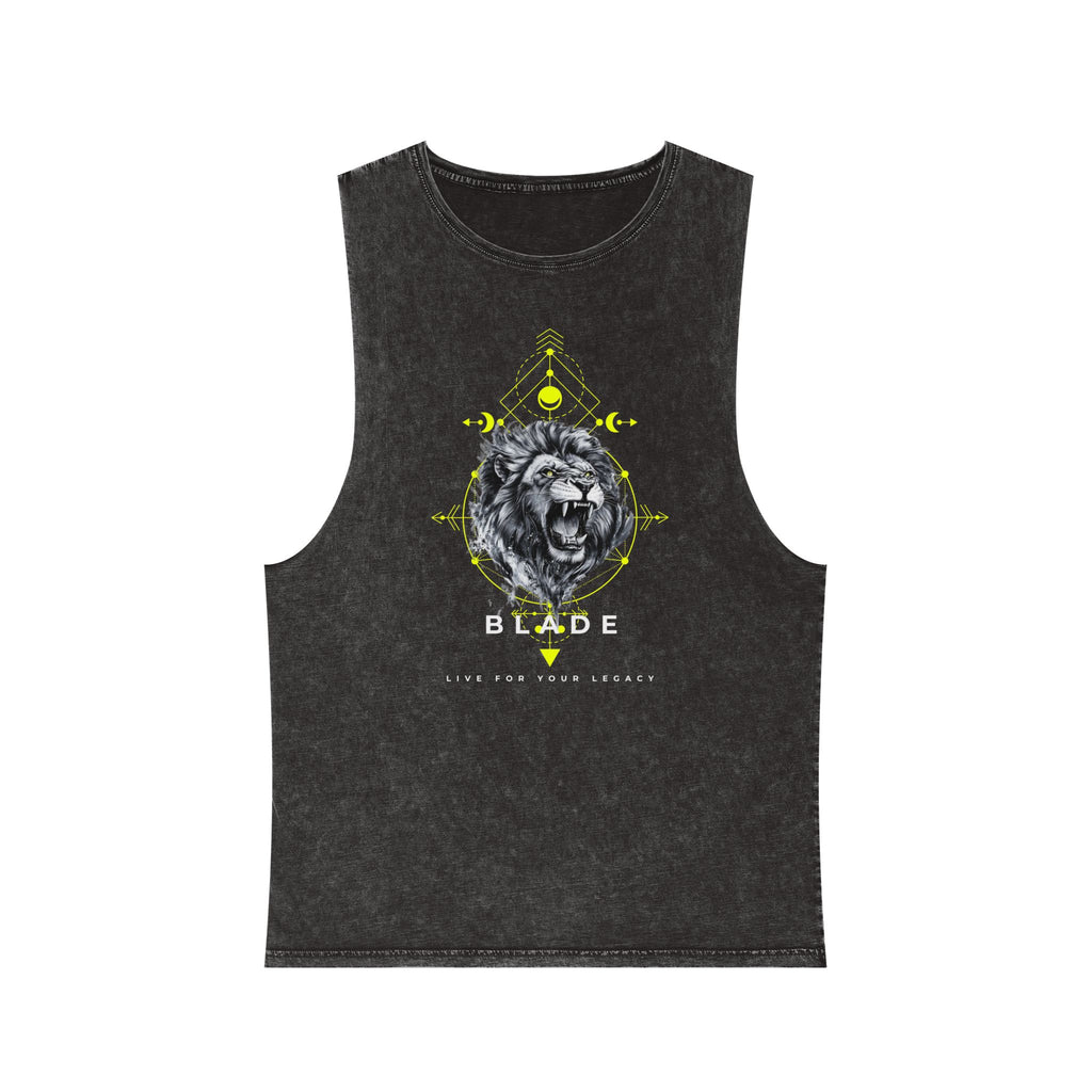 Geometric King White/Neon Green Lion Tank Top