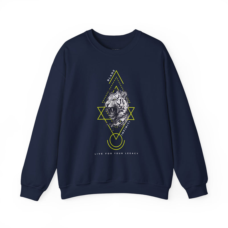 Geometric King Tiger V2 Neon Green Unisex Crewneck Sweater