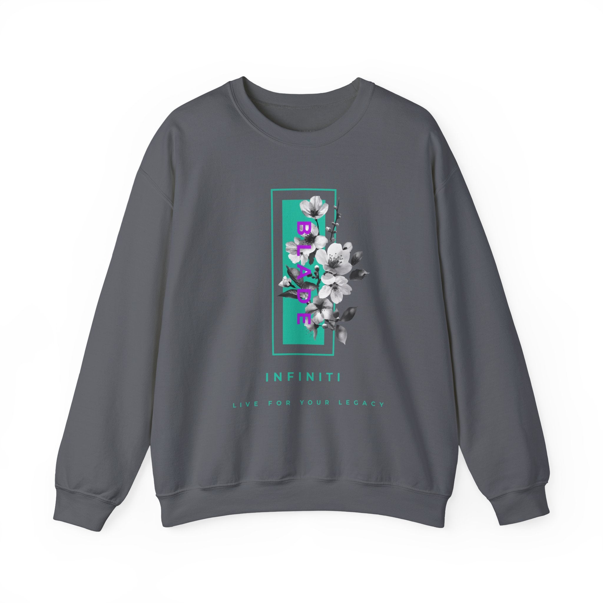 Bloom Bae Teal/Purple Floral Unisex Crewneck Sweater