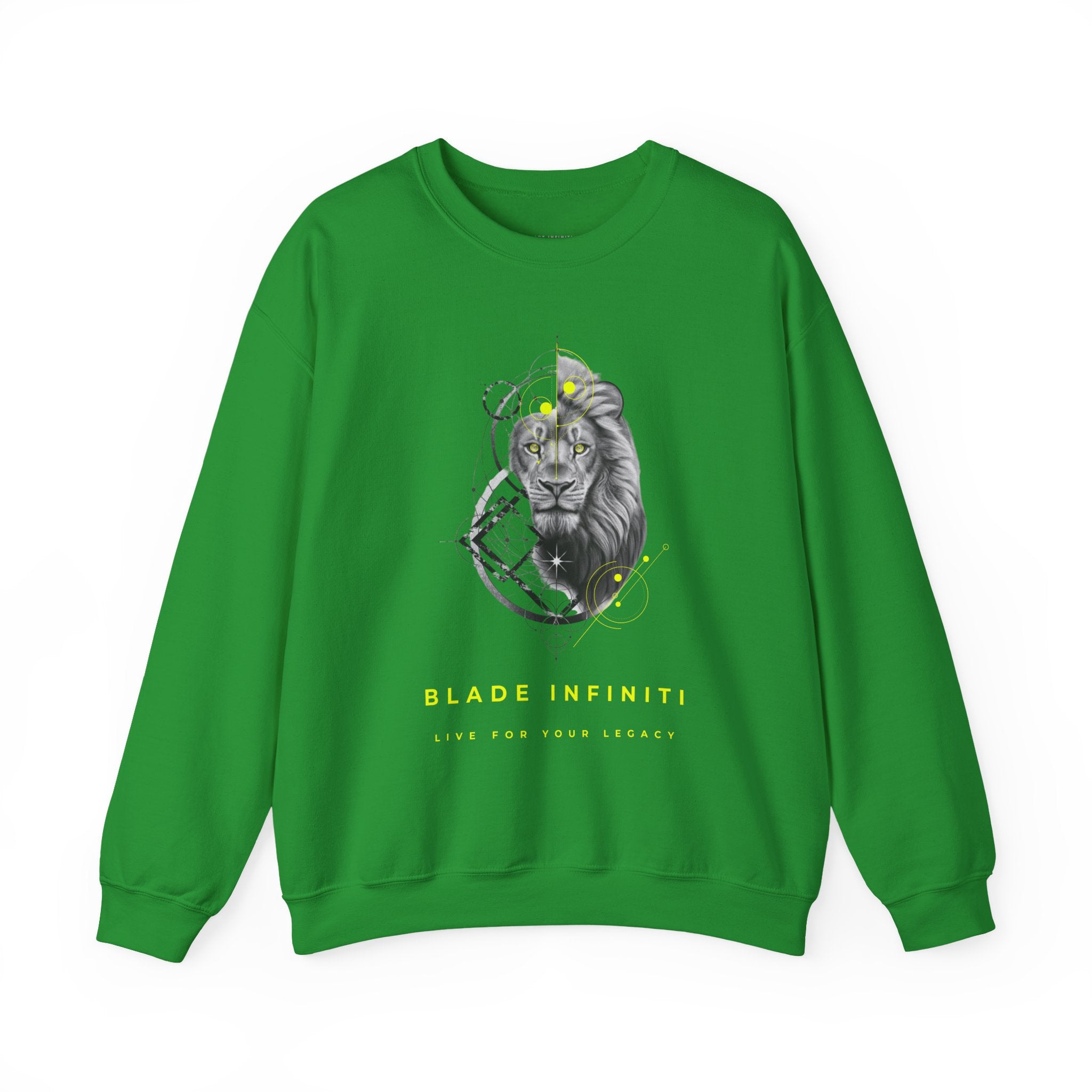 Geometric King Lion V3 Neon Green TX Unisex Crewneck Sweater