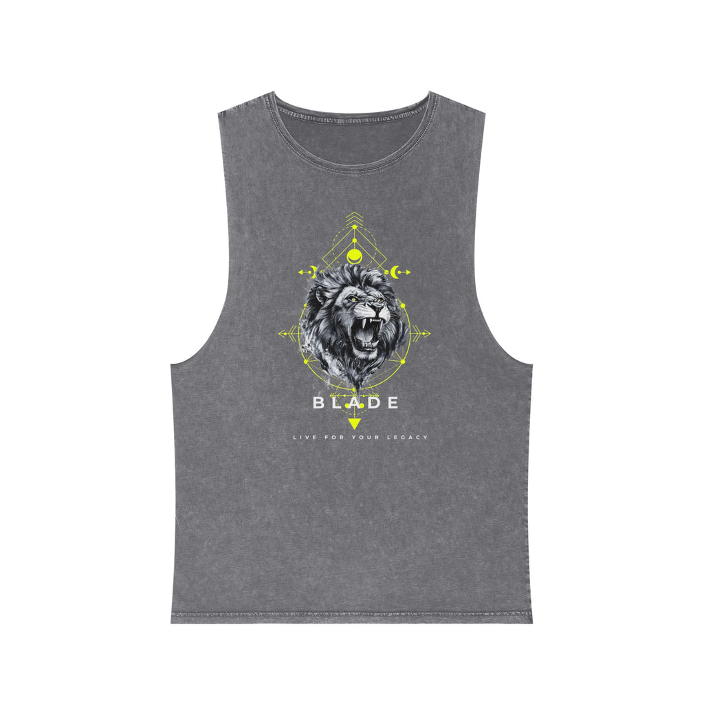 Geometric King White/Neon Green Lion Tank Top