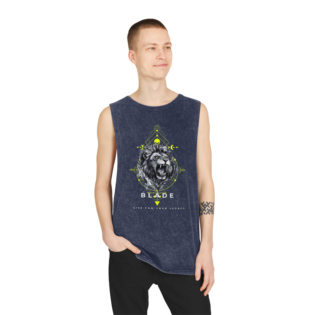 Geometric King White/Neon Green Lion Tank Top