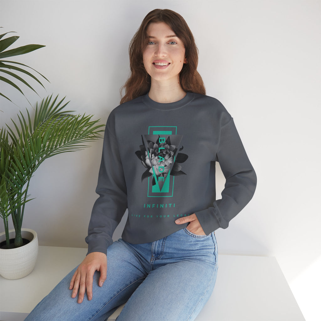 Flora Essence Teal Floral Unisex Crewneck Sweater